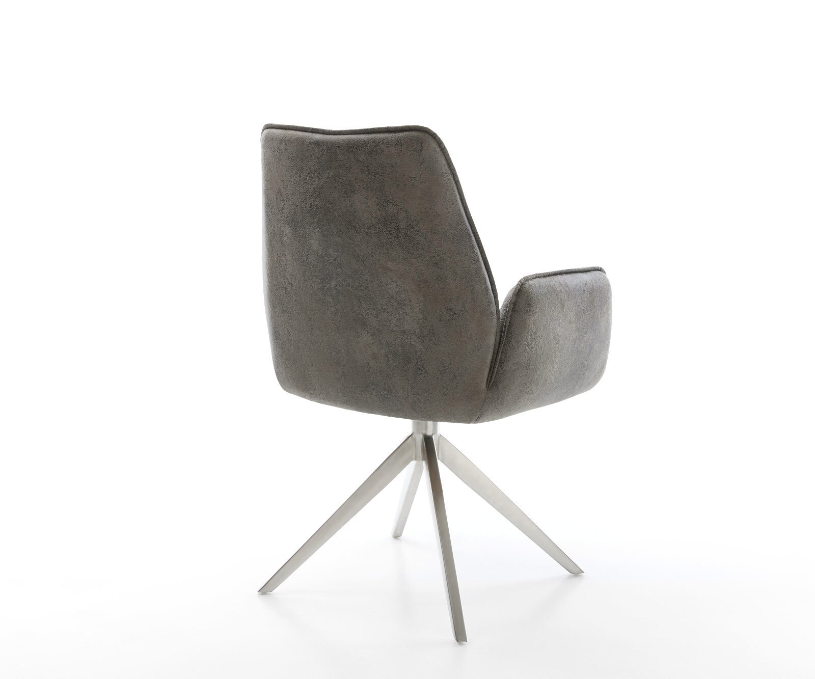 Chaise-pivotante Zoa-Flex microvelours gris antique pied croisé large acier inoxydable brossé pivotement sur 360° fonction bascule ressorts ensachés 5