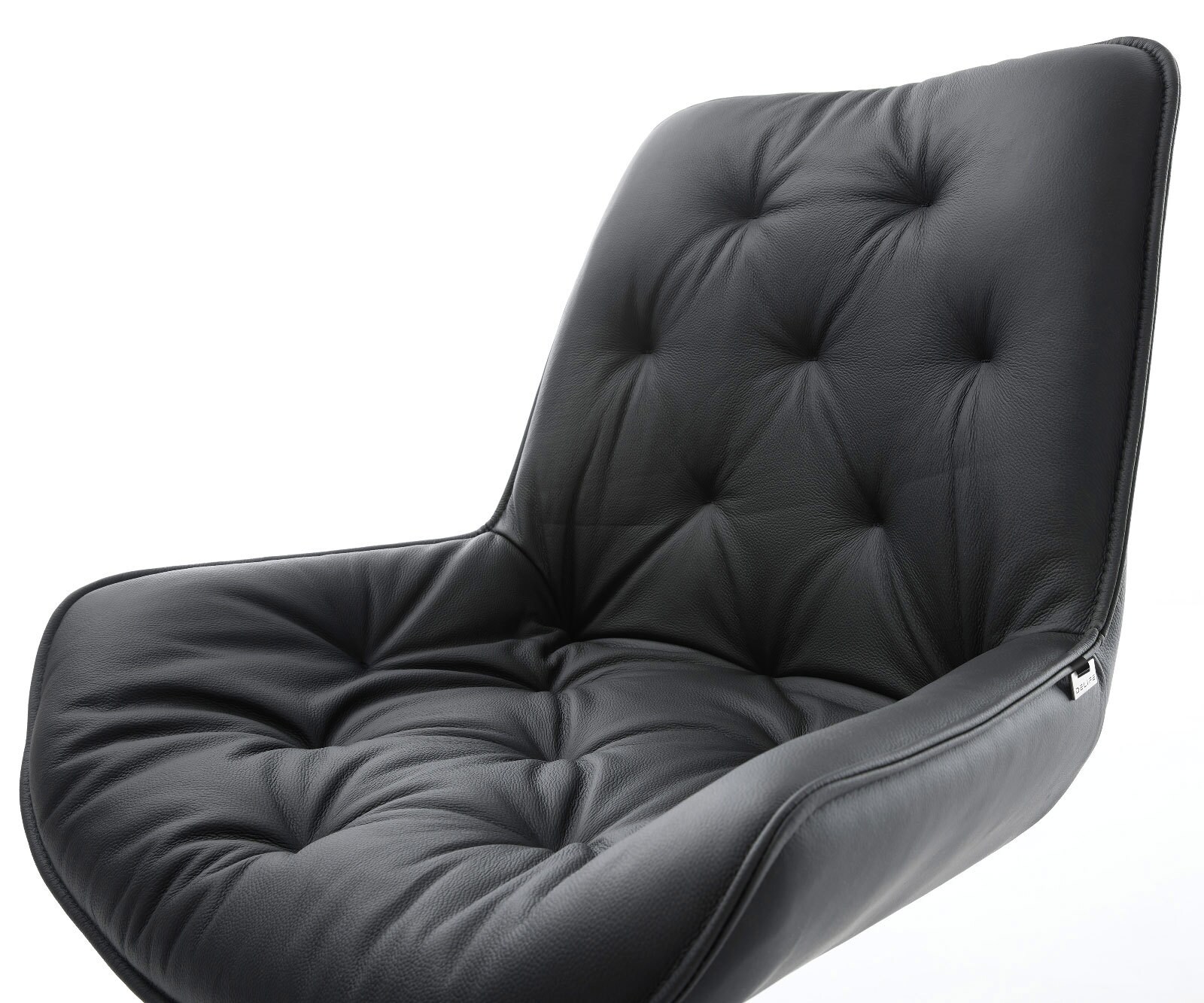 Chaise-de-salle-à-manger Taimi-Flex cuir de vache noir pied croisé conique acier inoxydable brossé 4 Chaise-de-salle-à-manger Taimi-Flex cuir de vache noir pied croisé conique acier inoxydable brossé 4