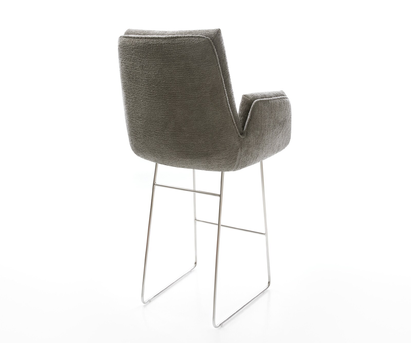 Chaise-de-bar Clea-Flex Bouclé doux Boue Pied trapèze acier inoxydable Argent 4