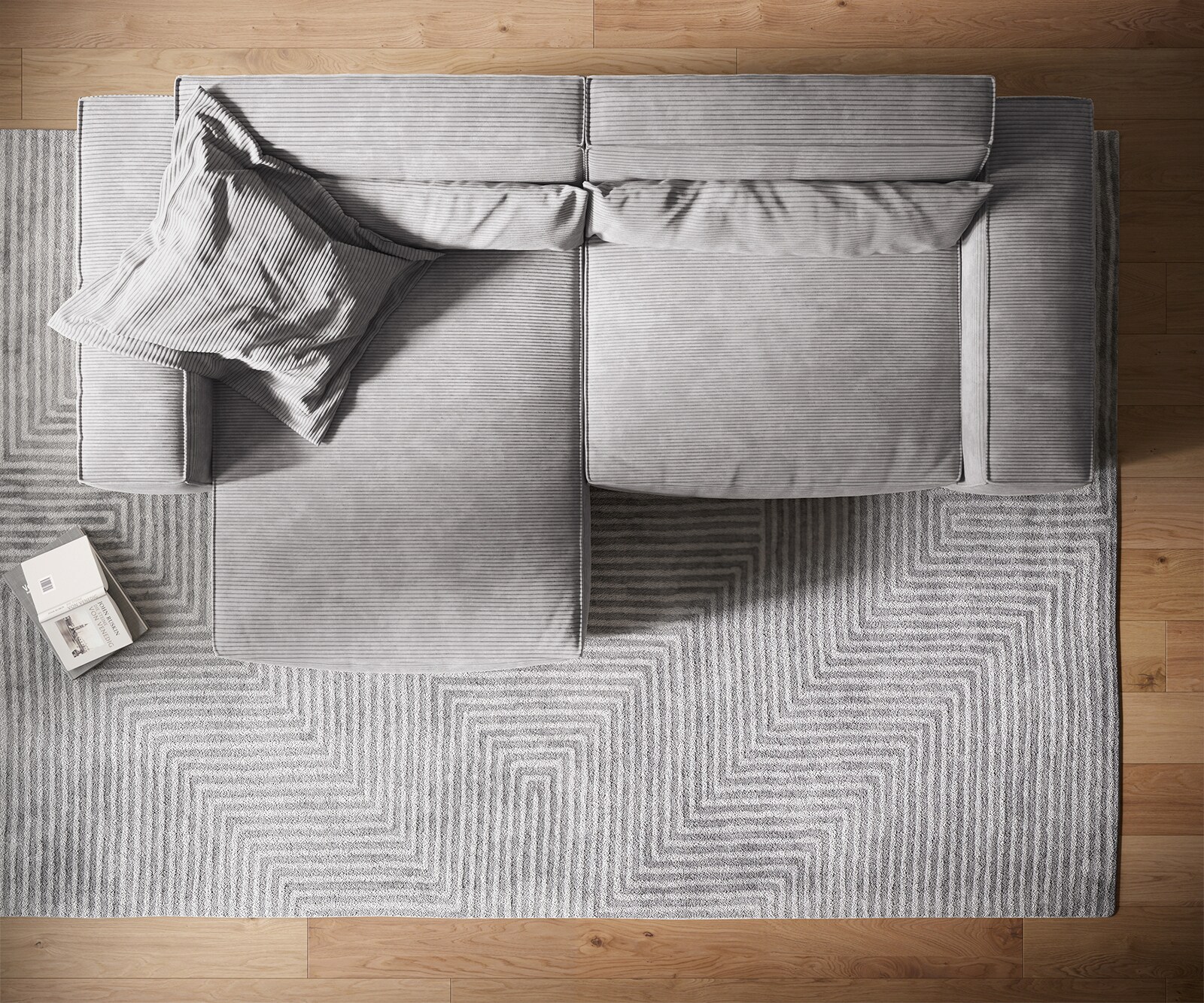 Canapé d'angle Sirpio XL 270x170 cm Velours côtelé Gris argenté Recamiere variable 5