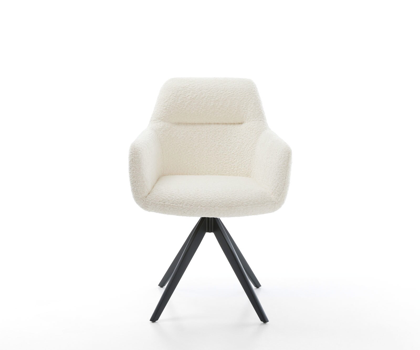 Chaise-de-salle-à-manger Pejo-Flex bouclé blanc pied croisé angulaire noir ressorts ensachés 1