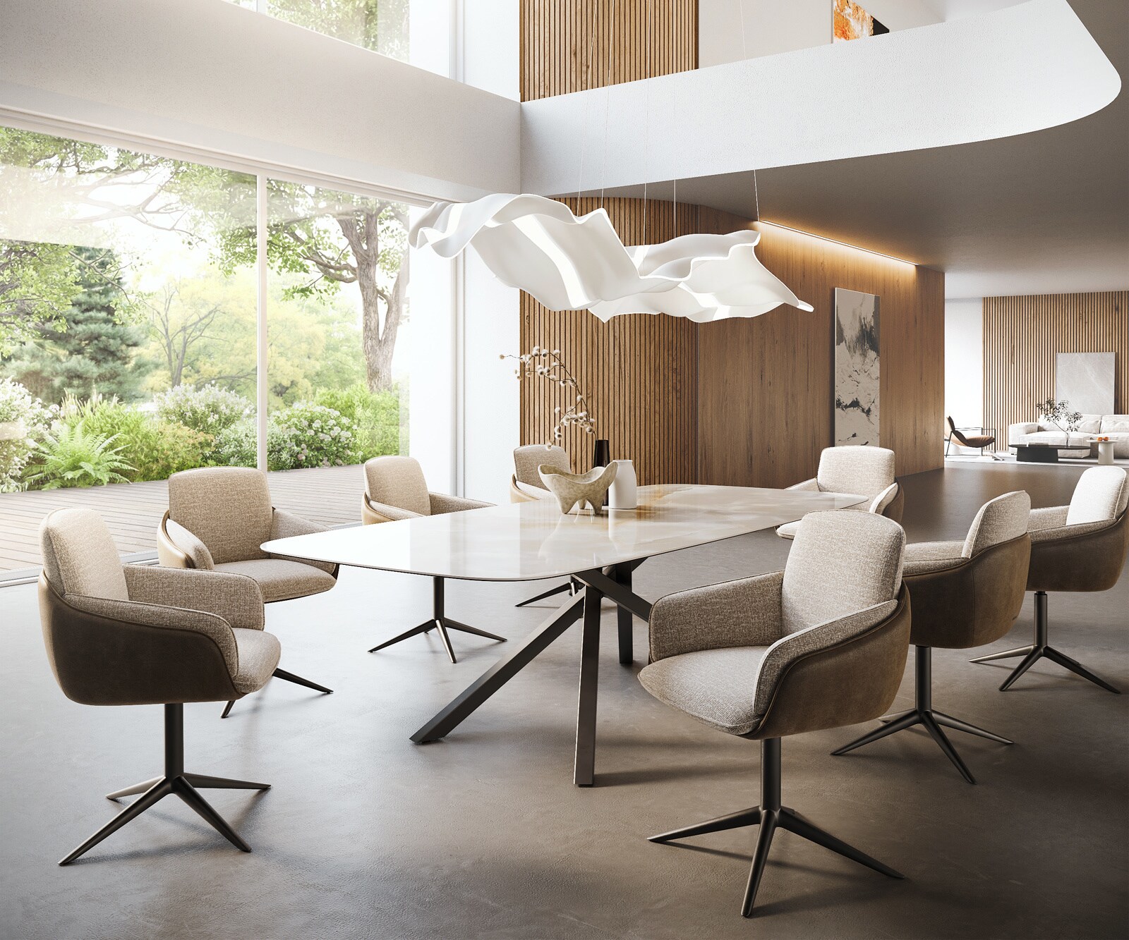 Table à manger Edge Boot 270x120 cm Céramique Iris FMG Onice Grigio piètement en croix Rectangle Noir 7