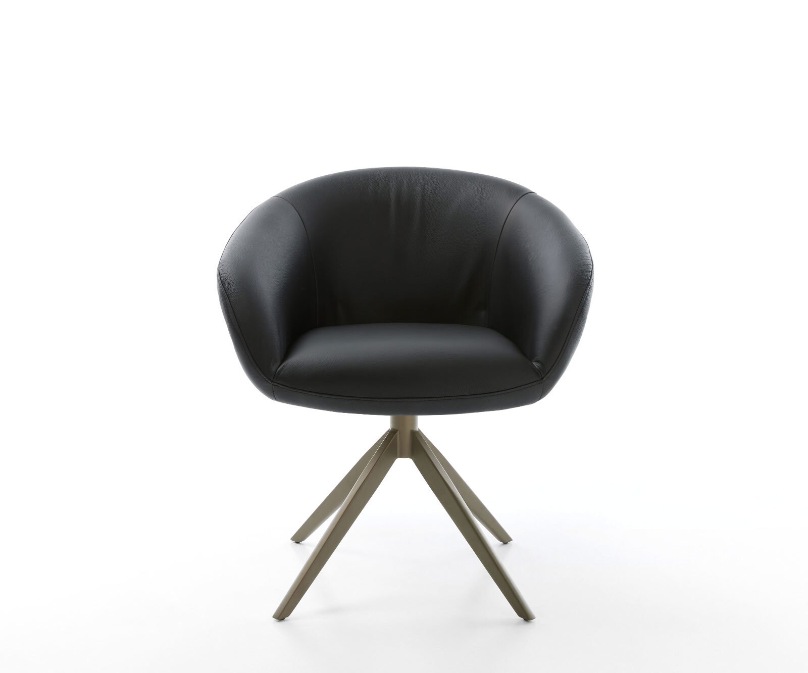 Chaise-pivotante Vinka-Flex cuir de vache noir pied croisé large aspect titane pivotement sur 360° fonction bascule ressorts ensachés 1