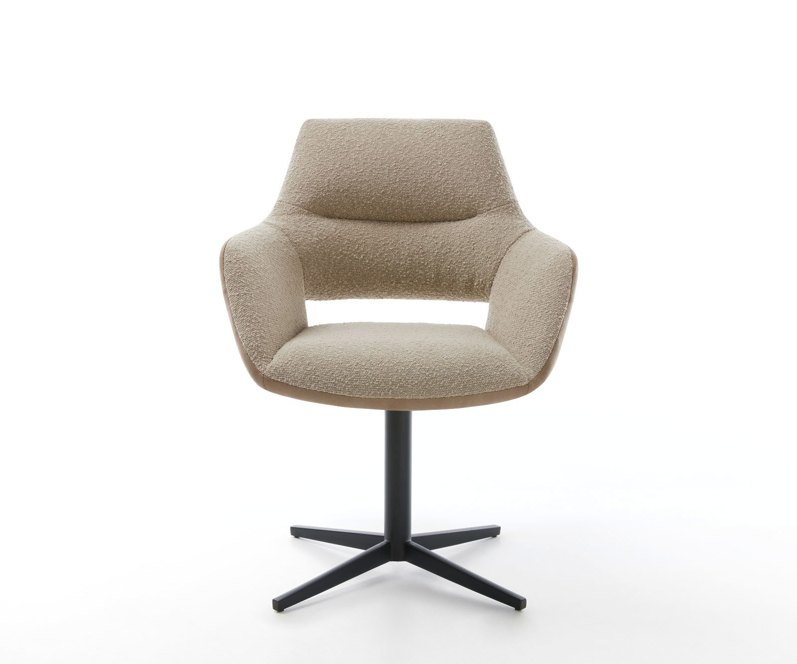 Chaise-pivotante Yago-Flex avec accoudoirs tissu mixte couleur boue pied de chaise 4 branches noir pivotement sur 360° ressorts ensachés 1 Chaise-pivotante Yago-Flex avec accoudoirs tissu mixte couleur boue pied de chaise 4 branches noir pivotement sur 360° ressorts ensachés 1