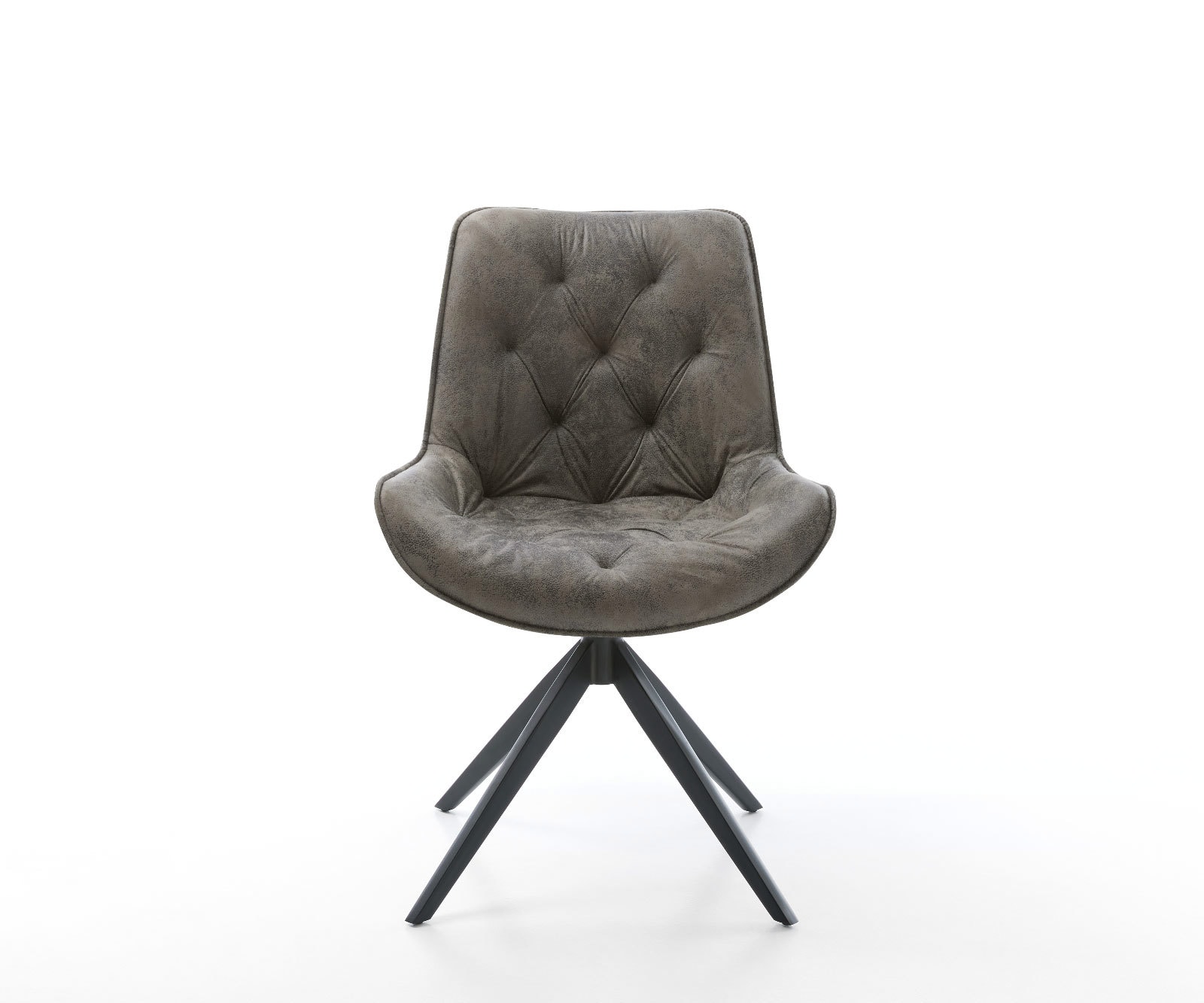 Chaise-de-salle-à-manger Taimi-Flex microvelours gris antique pied croisé large noir 1 Chaise-de-salle-à-manger Taimi-Flex microvelours gris antique pied croisé large noir 1