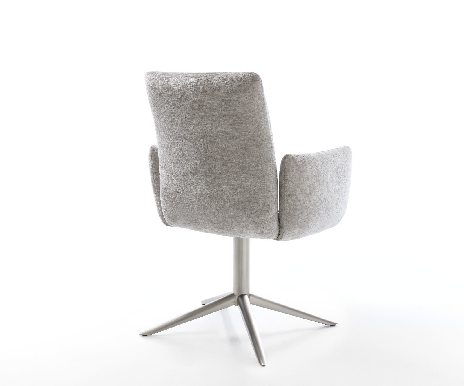 Chaise-pivotante Jova-Flex avec accoudoirs chenille gris argenté pied de chaise 4 branches acier inoxydable brossé pivotement sur 360° fonction bascule ressorts ensachés 5