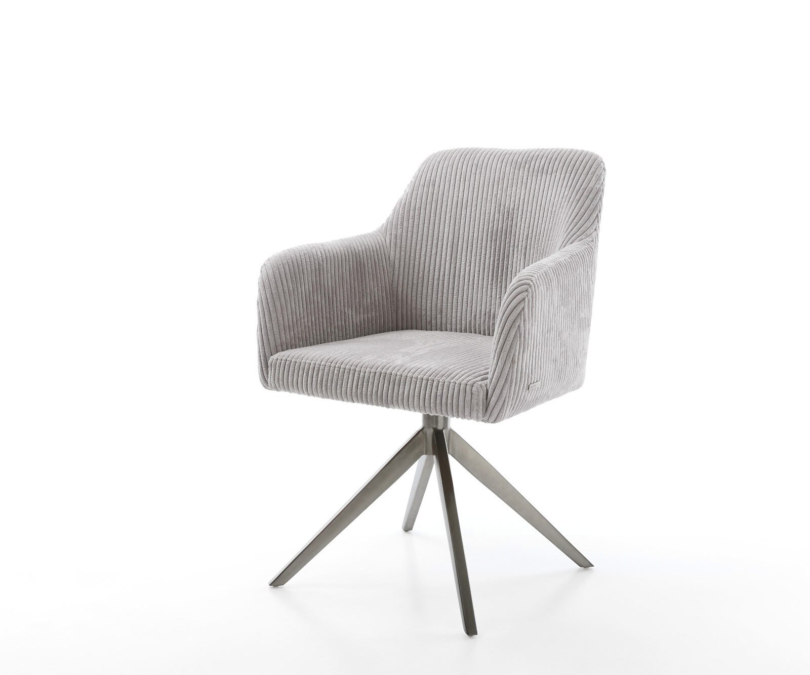 Chaise-pivotante Greg-Flex côtelé gris argenté pied croisé large grafiete pivotement sur 360° fonction bascule ressorts ensachés