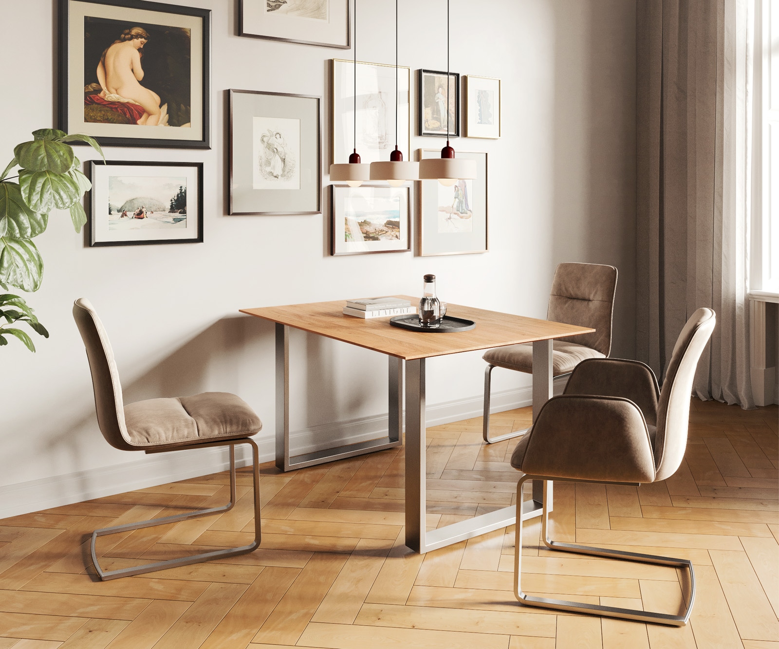 Table-à-manger Edge 140x90 acacia nature acier inoxydable mince bord suisse 5 Table-à-manger Edge 140x90 acacia nature acier inoxydable mince bord suisse 5