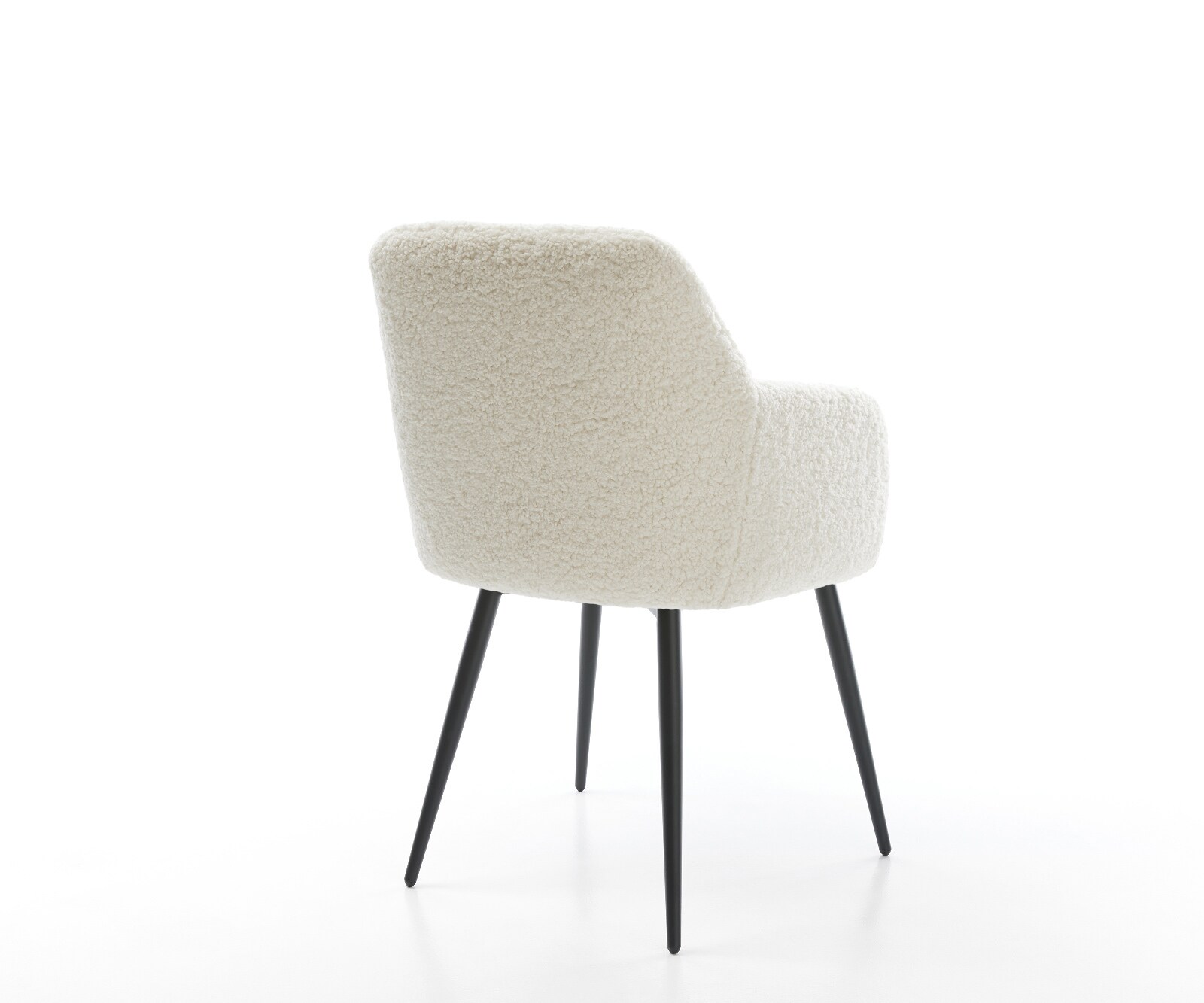 Chaise-de-salle-à-manger Greg-Flex tissu teddy beige 4 pieds coniques noir ressorts ensachés 4