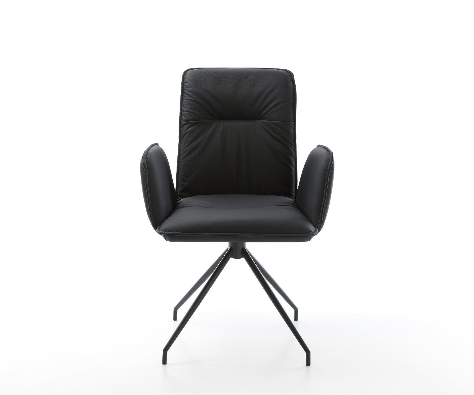 Chaise-de-salle-à-manger Vinja-Flex cuir de vache noir pied croisé conique noir 1 Chaise-de-salle-à-manger Vinja-Flex cuir de vache noir pied croisé conique noir 1