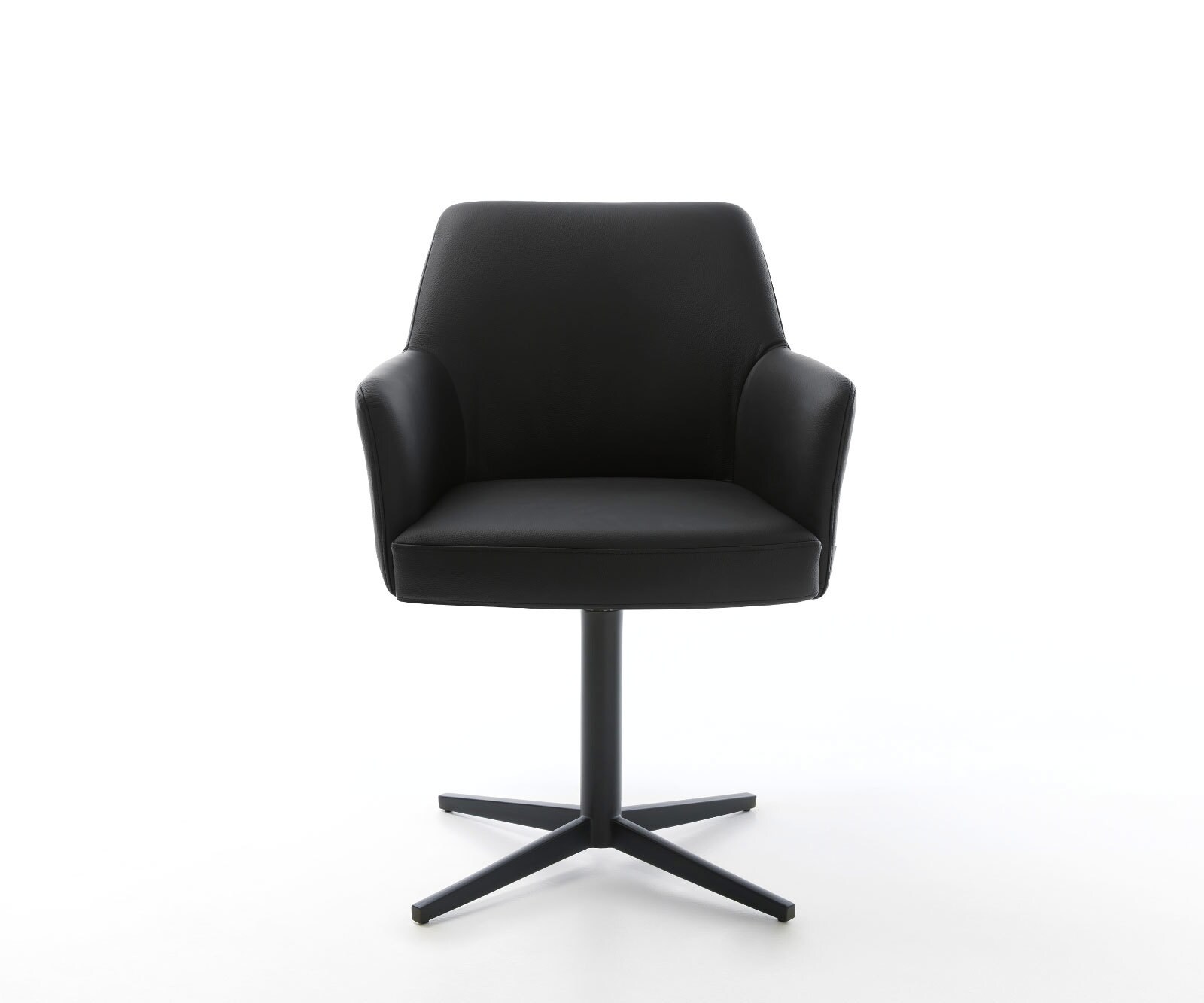 Chaise-pivotante Xana-Flex avec accoudoirs cuir de vache noir pied de chaise 4 branches noir pivotement sur 360° ressorts ensachés 2