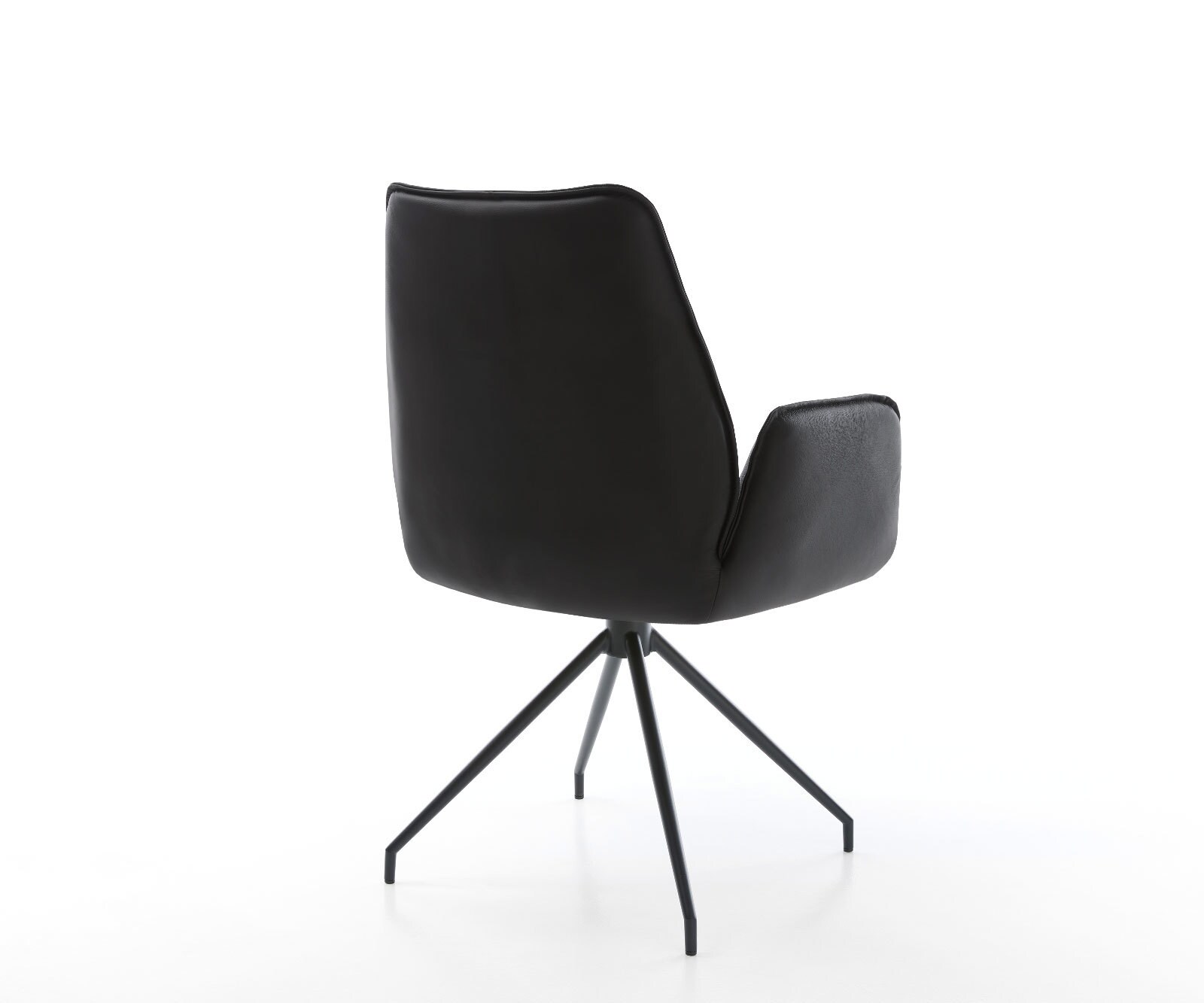 Chaise-de-salle-à-manger Zoa-Flex cuir de vache noir pied croisé conique noir ressorts ensachés 4
