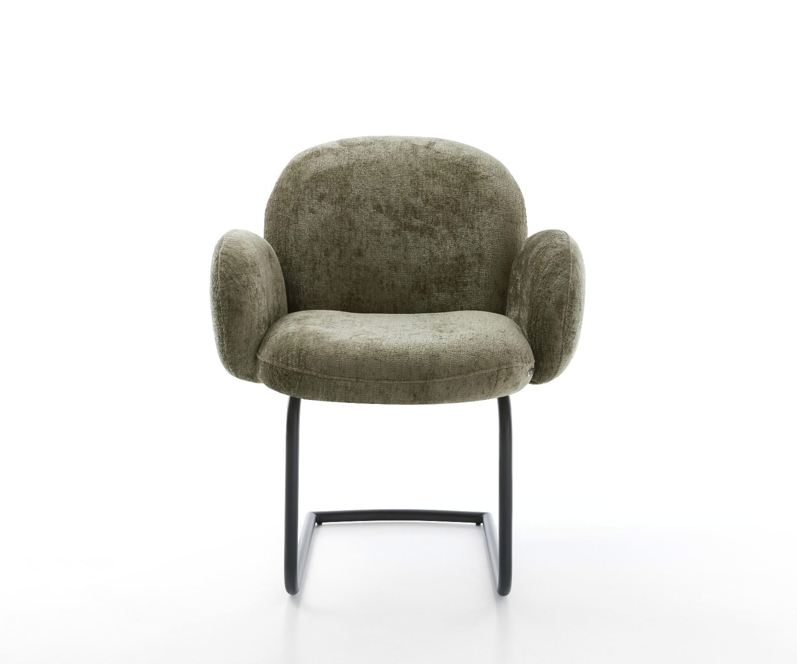 Cantilever Nube-Flex avec accoudoirs chenille olive pied cantilever rond noir ressorts ensachés 1 Cantilever Nube-Flex avec accoudoirs chenille olive pied cantilever rond noir ressorts ensachés 1