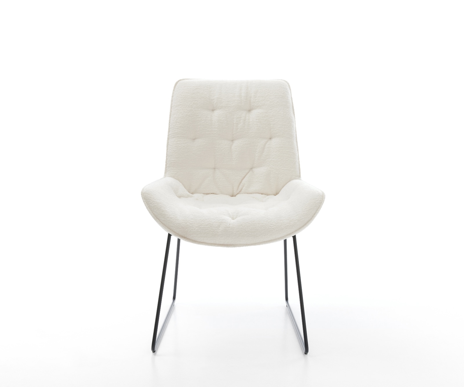 Chaise-de-salle-à-manger Taimi-Flex bouclé doux beige pied trapèze noir 2