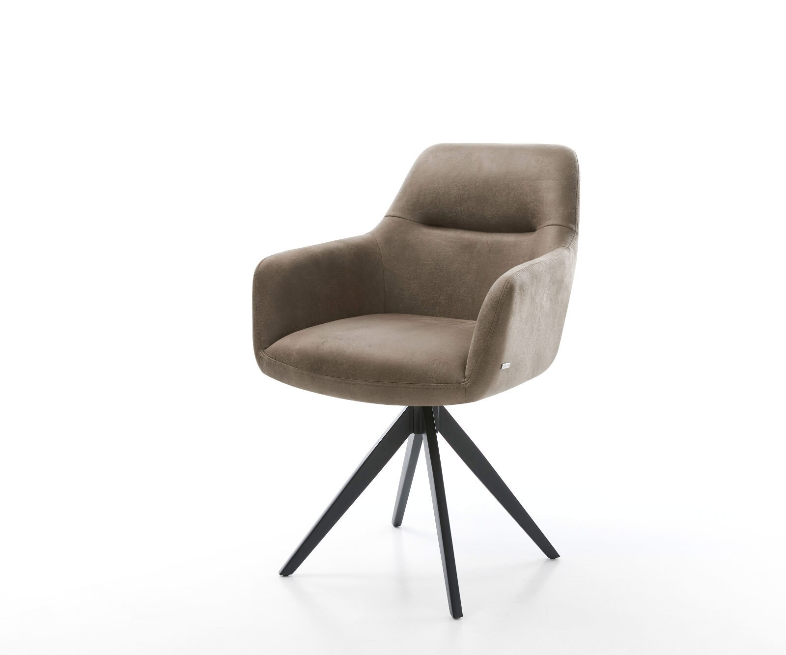 Chaise-de-salle-à-manger Pejo-Flex microvelours taupe vintage pied croisé angulaire noir ressorts ensachés 5