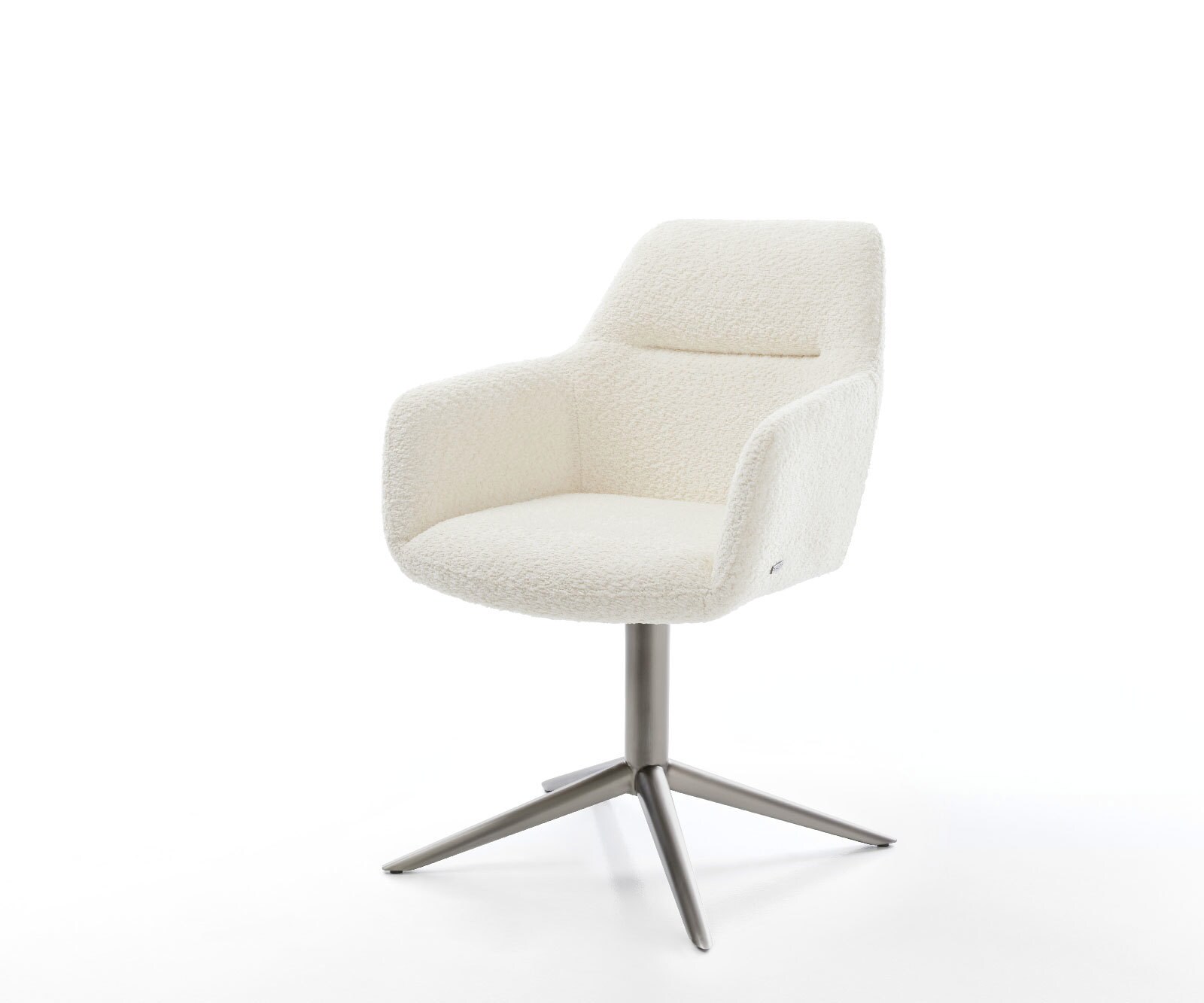 Chaise-pivotante Pejo-Flex bouclé blanc pied de chaise 4 branches grafiete pivotement sur 360° fonction bascule ressorts ensachés