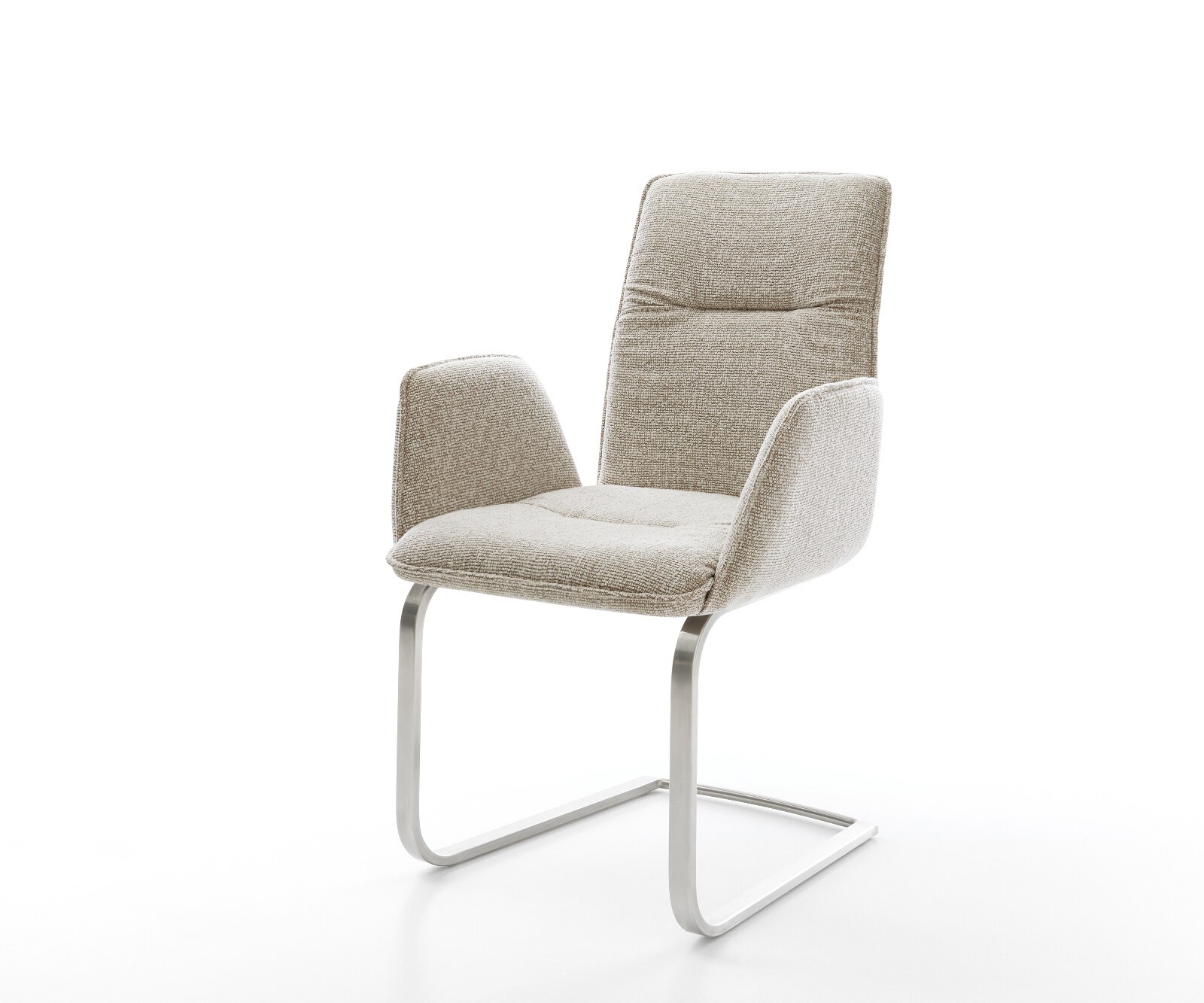 Cantilever Vinja-Flex tissu tissé doux beige pied cantilever plat acier inoxydable 1