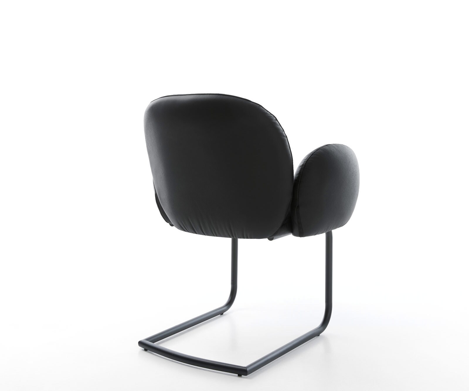 Cantilever Nube-Flex avec accoudoirs cuir de vache noir pied cantilever rond noir ressorts ensachés 4
