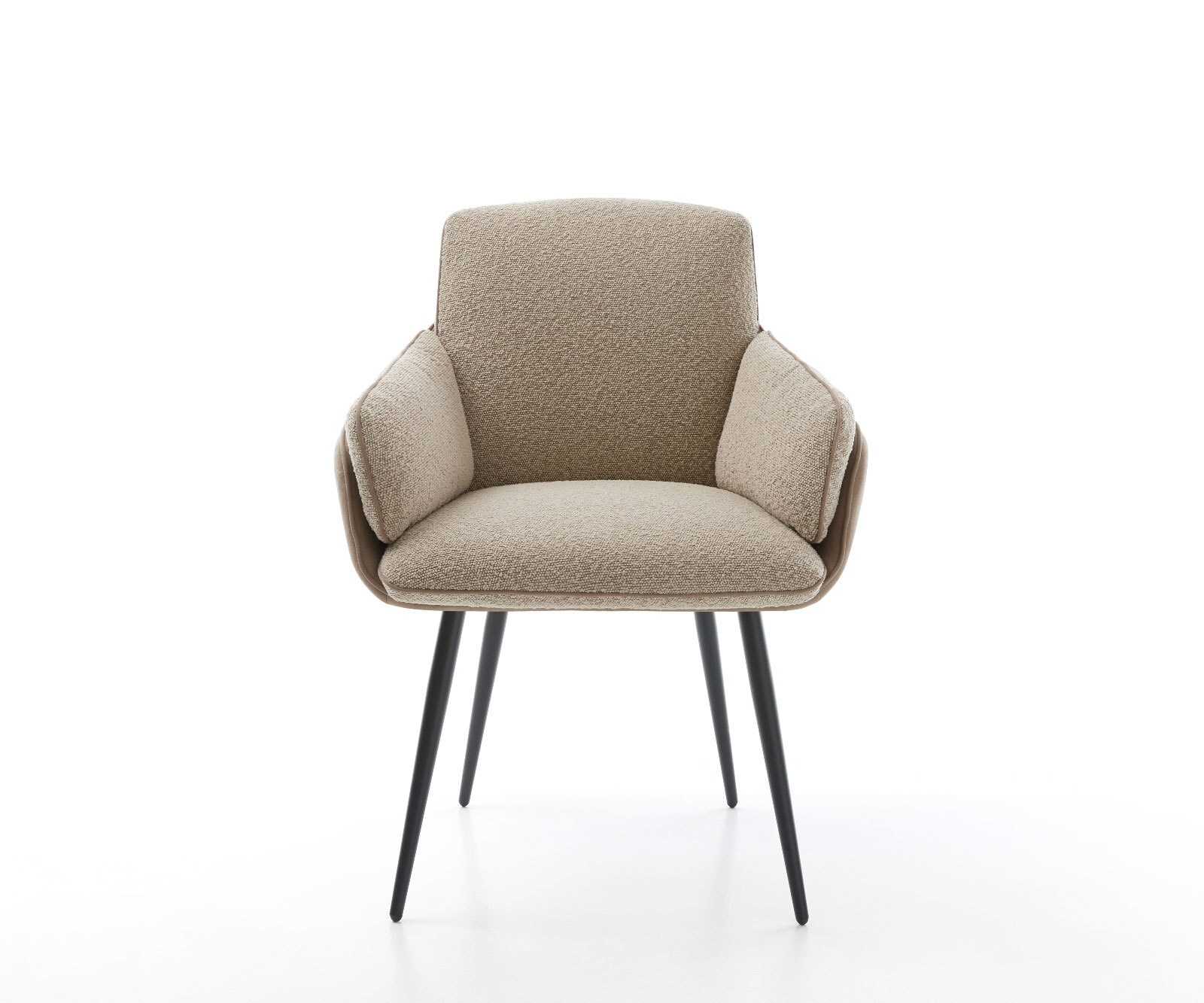 Chaise-de-salle-à-manger Luan-Flex avec accoudoirs tissu mixte couleur boue 4 pieds coniques noir 1 Chaise-de-salle-à-manger Luan-Flex avec accoudoirs tissu mixte couleur boue 4 pieds coniques noir 1