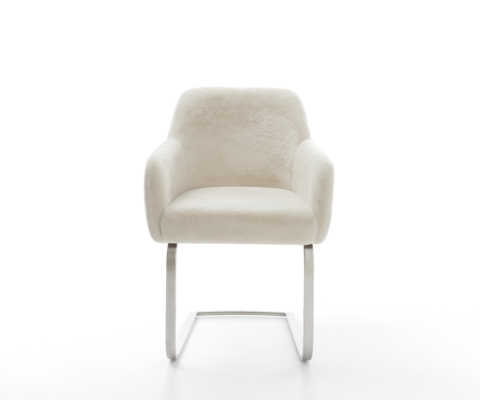 Cantilever Greg-Flex peluche crème-blanc pied cantilever plat acier inoxydable resorts ensachés 2