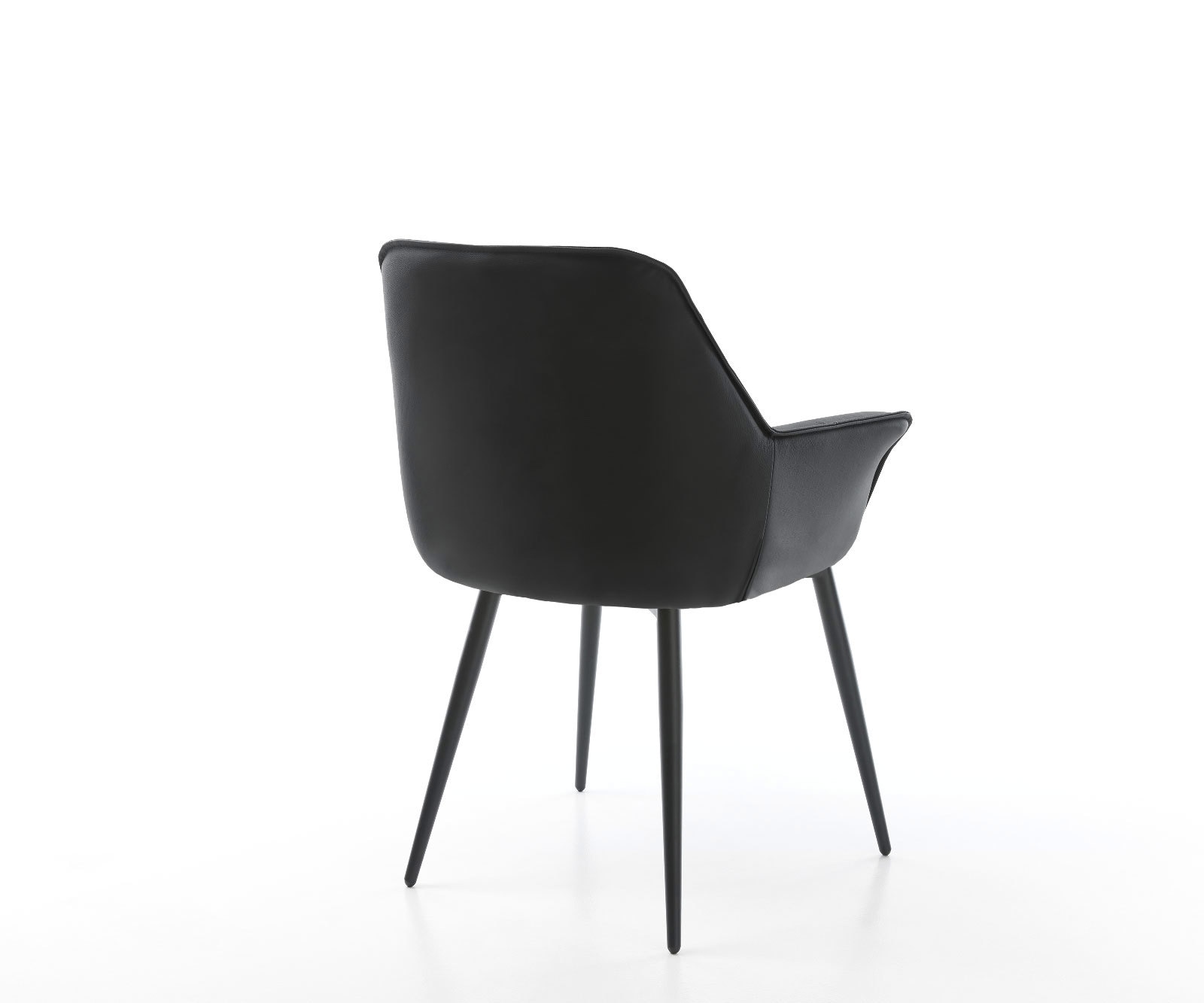 Chaise-de-salle-à-manger Kaira-Flex cuir de vache noir 4 pieds coniques noir 4 Chaise-de-salle-à-manger Kaira-Flex cuir de vache noir 4 pieds coniques noir 4