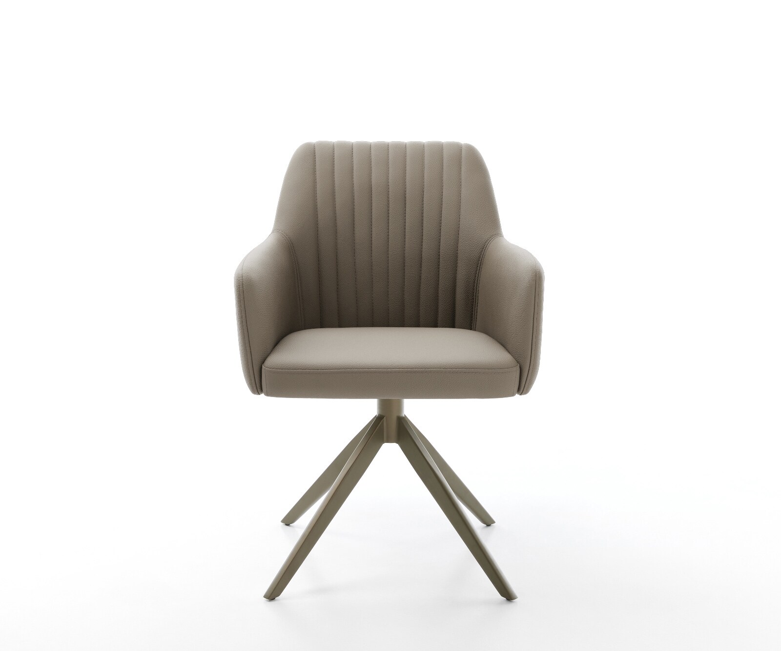 Chaise-pivotante Greg-Flex cuir de vache couleur boue pied croisé large aspect titane pivotement sur 360° fonction bascule ressorts ensachés 2
