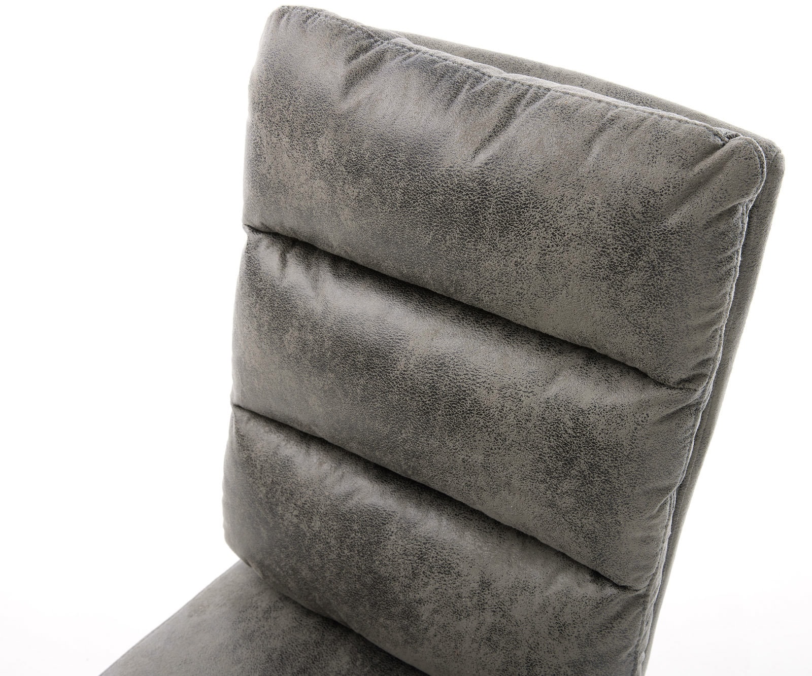 Chaise-de-salle-à-manger Pela-Flex microvelours gris antique pied trapèze acier inoxydable brossé ressorts ensachés 3 Chaise-de-salle-à-manger Pela-Flex microvelours gris antique pied trapèze acier inoxydable brossé ressorts ensachés 3