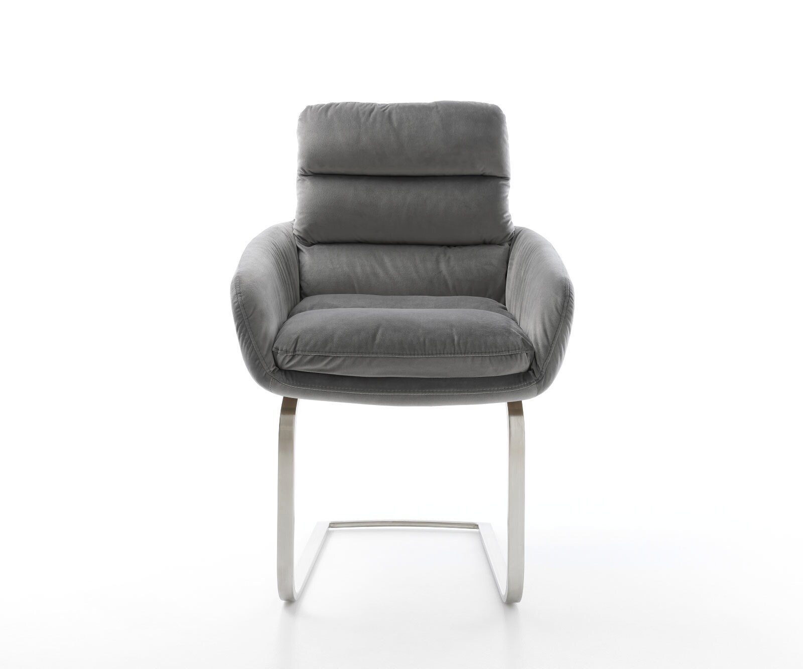 Cantilever Abelia-Flex avec accoudoirs velours gris pied cantilever plat acier inoxydable brossé 1 Cantilever Abelia-Flex avec accoudoirs velours gris pied cantilever plat acier inoxydable brossé 1