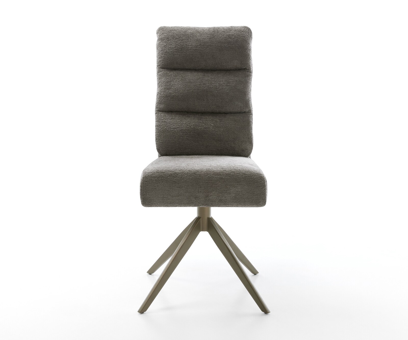 Chaise-pivotante Pela-Flex bouclé doux couleur boue pied croisé large aspect titane pivotement sur 360° fonction bascule resorts ensachés 2