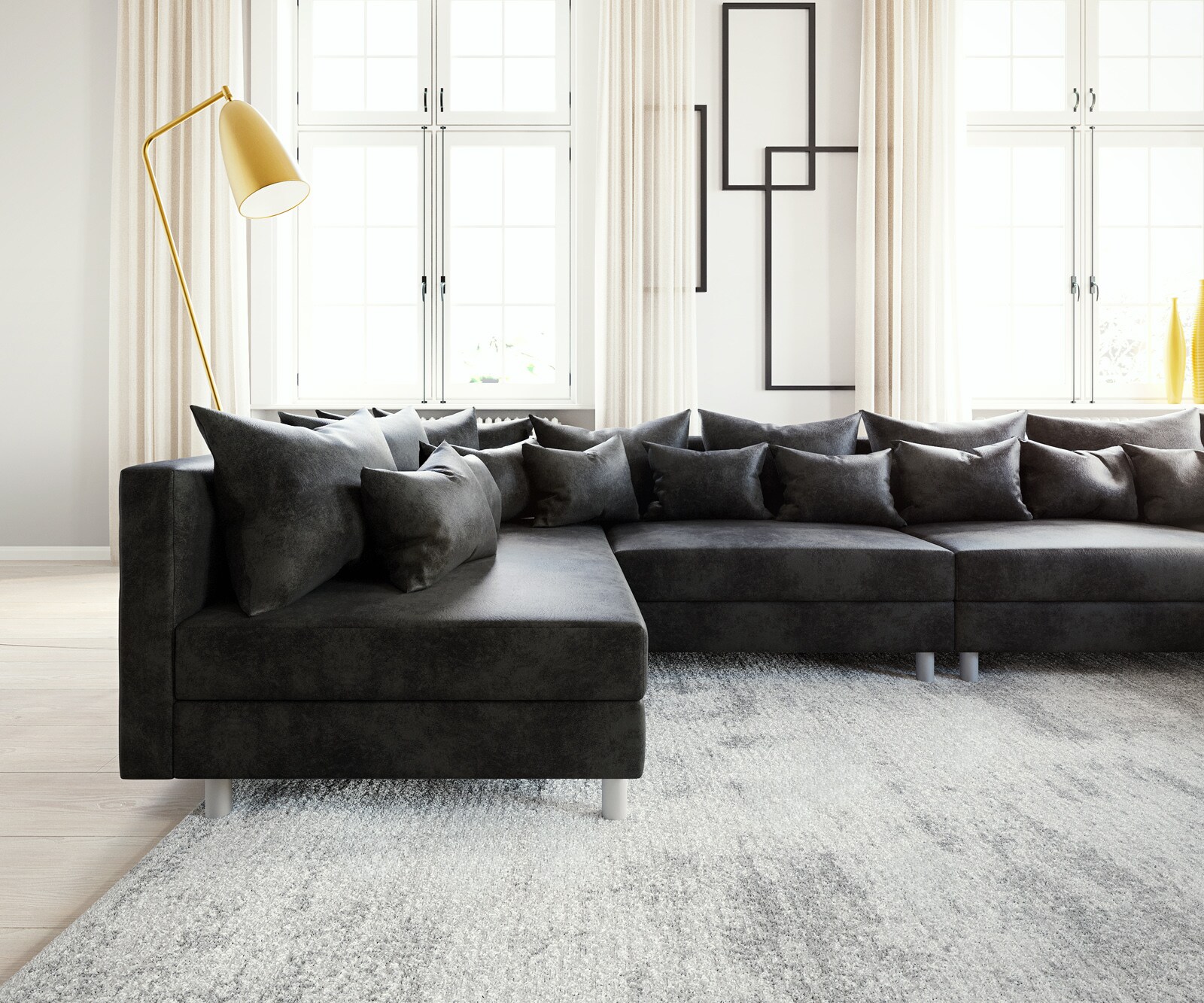 Canapé Clovis XL anthracite salon modulaire optique antique 5