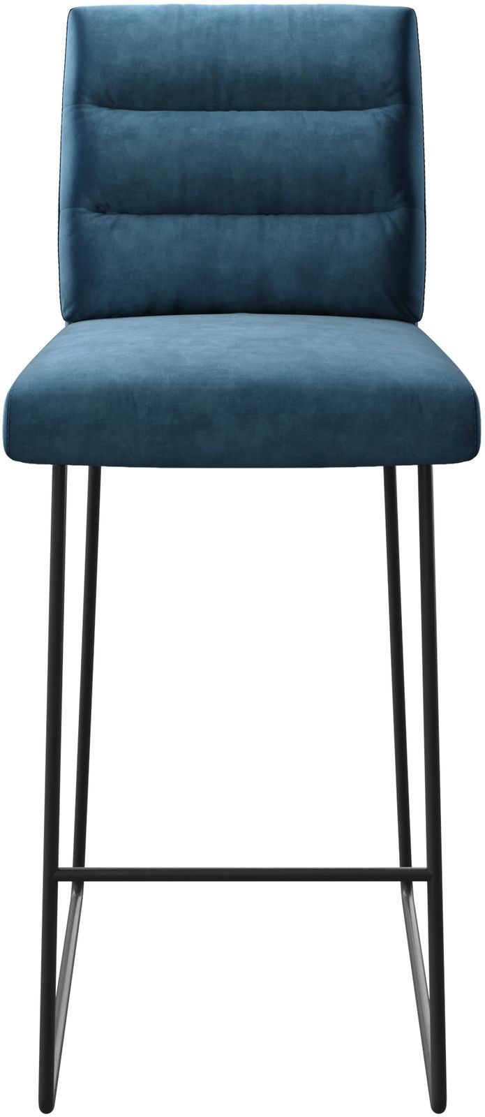 Chaise-de-bar Pela-Flex velours bleu cadre de patins métal 3 Chaise-de-bar Pela-Flex velours bleu cadre de patins métal 3