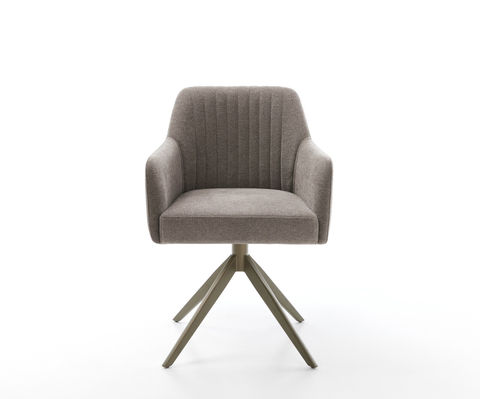 Chaise-pivotante Greg-Flex tissu structuré doux taupe pied croisé large aspect titane pivotement sur 360° fonction bascule ressorts ensachés 1