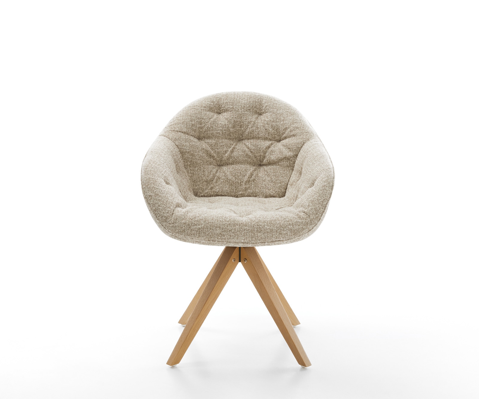 Chaise-pivotante Gaio-Flex tissu tissé doux beige pied en bois angulaire naturel pivotement sur 180° 1 Chaise-pivotante Gaio-Flex tissu tissé doux beige pied en bois angulaire naturel pivotement sur 180° 1