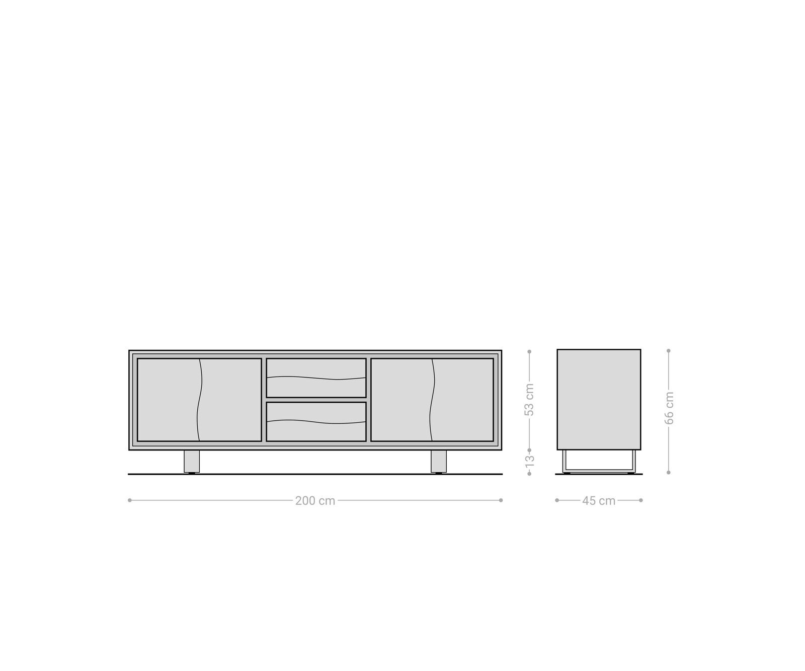 Meuble-TV Live-Edge 200 cm Acacia naturel 4 portes 2 tiroirs 6