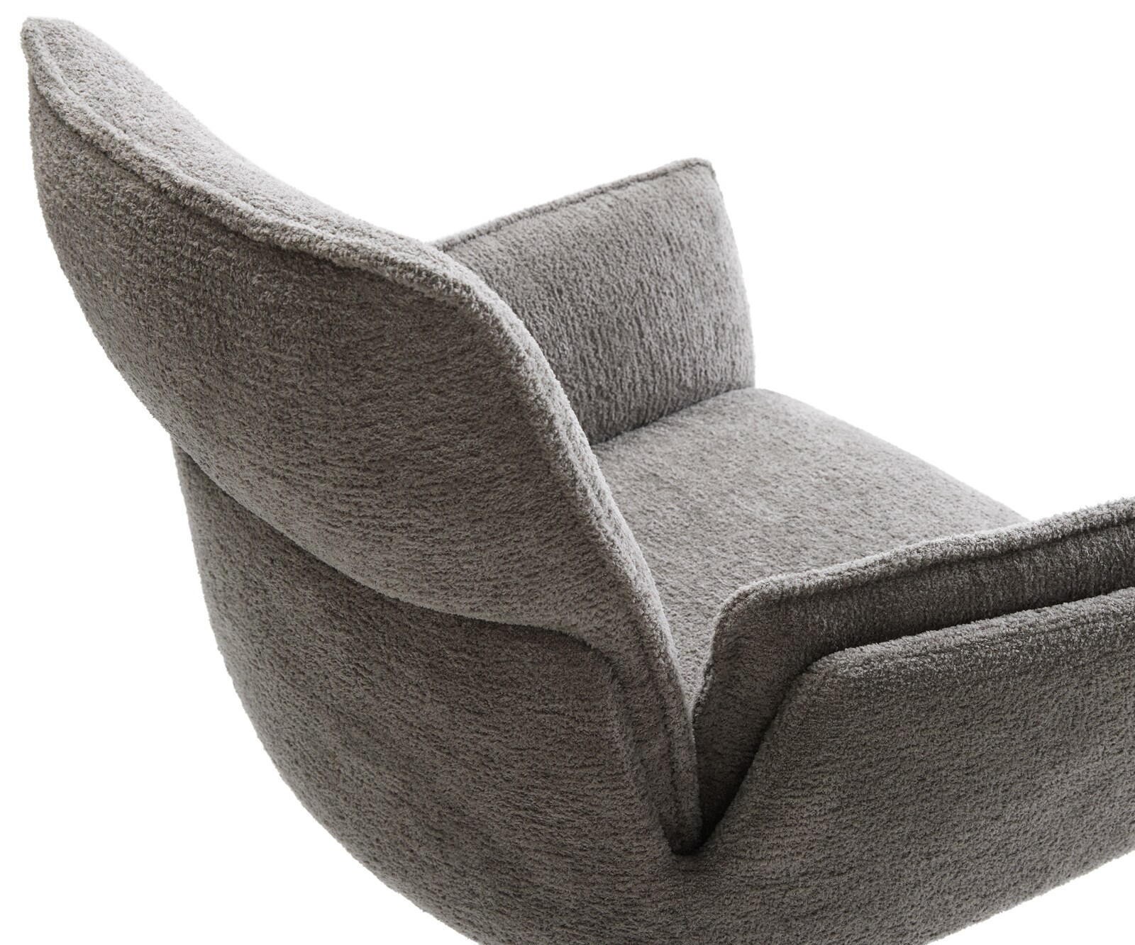 Chaise-de-salle-à-manger Nela-Flex bouclé doux couleur boue pied croisé conique acier inoxydable 3