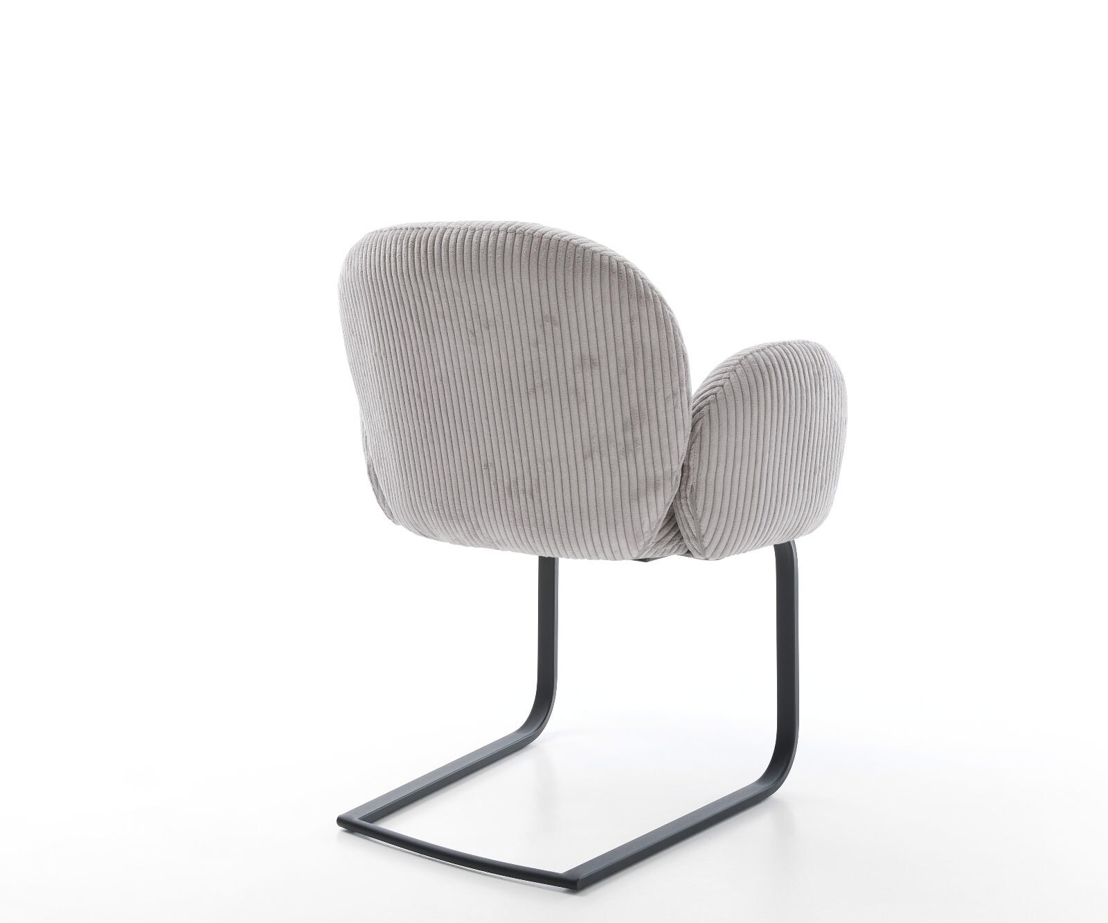 Cantilever Nube-Flex avec accoudoirs côtelé gris argenté pied cantilever plat noir ressorts ensachés 5