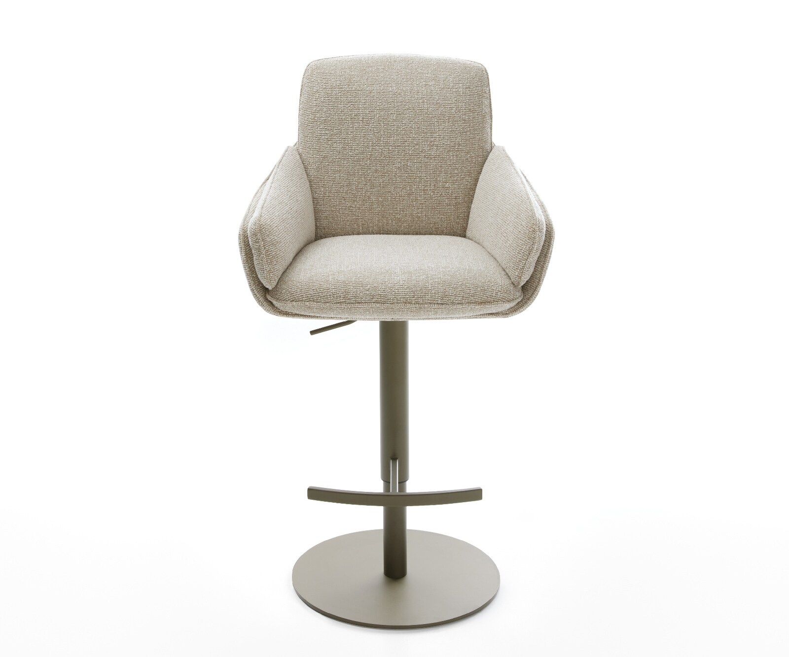 Chaise-de-bar Luan-Flex Tissu tissé doux Beige Pied pivotant réglable en hauteur couleur titane Couleur titane 1