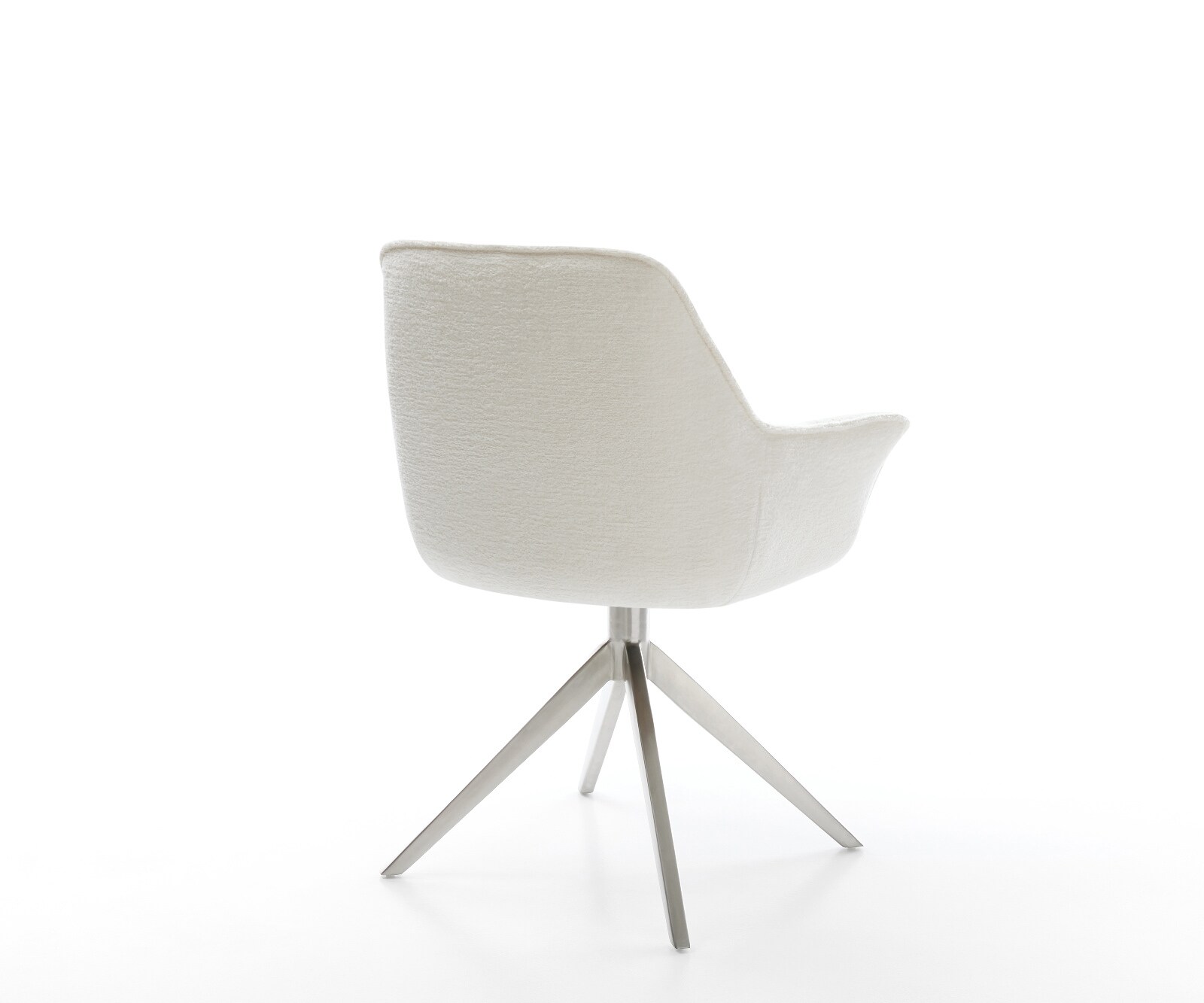 Chaise-pivotante Kaira-Flex bouclé doux beige pied croisé large acier inoxydable pivotement sur 360° fonction bascule 5