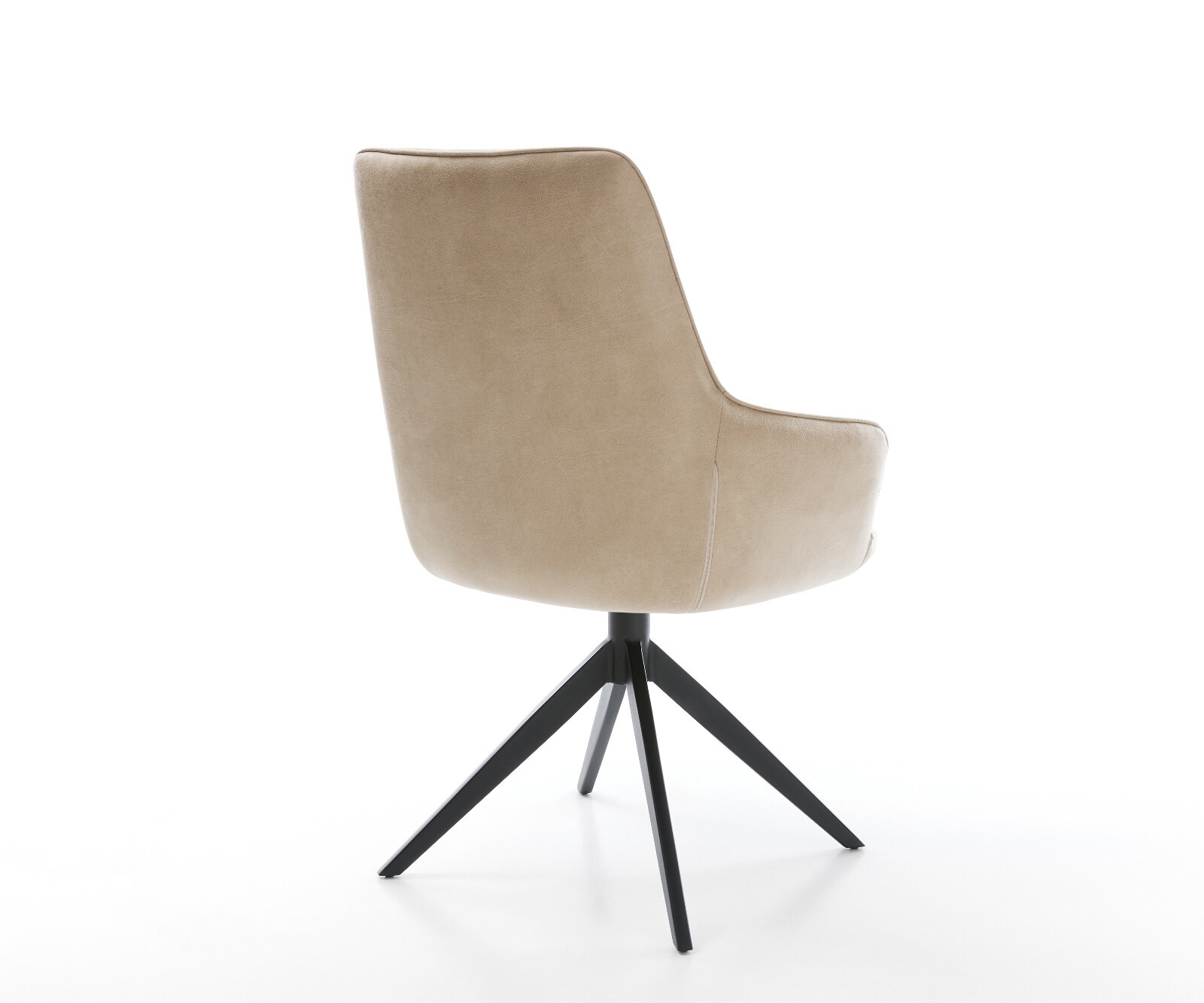 Chaise-pivotante Zelia-Flex avec accoudoirs microfibre beige vintage pied croisé large noir pivotement sur 360° fonction bascule ressorts ensachés 5