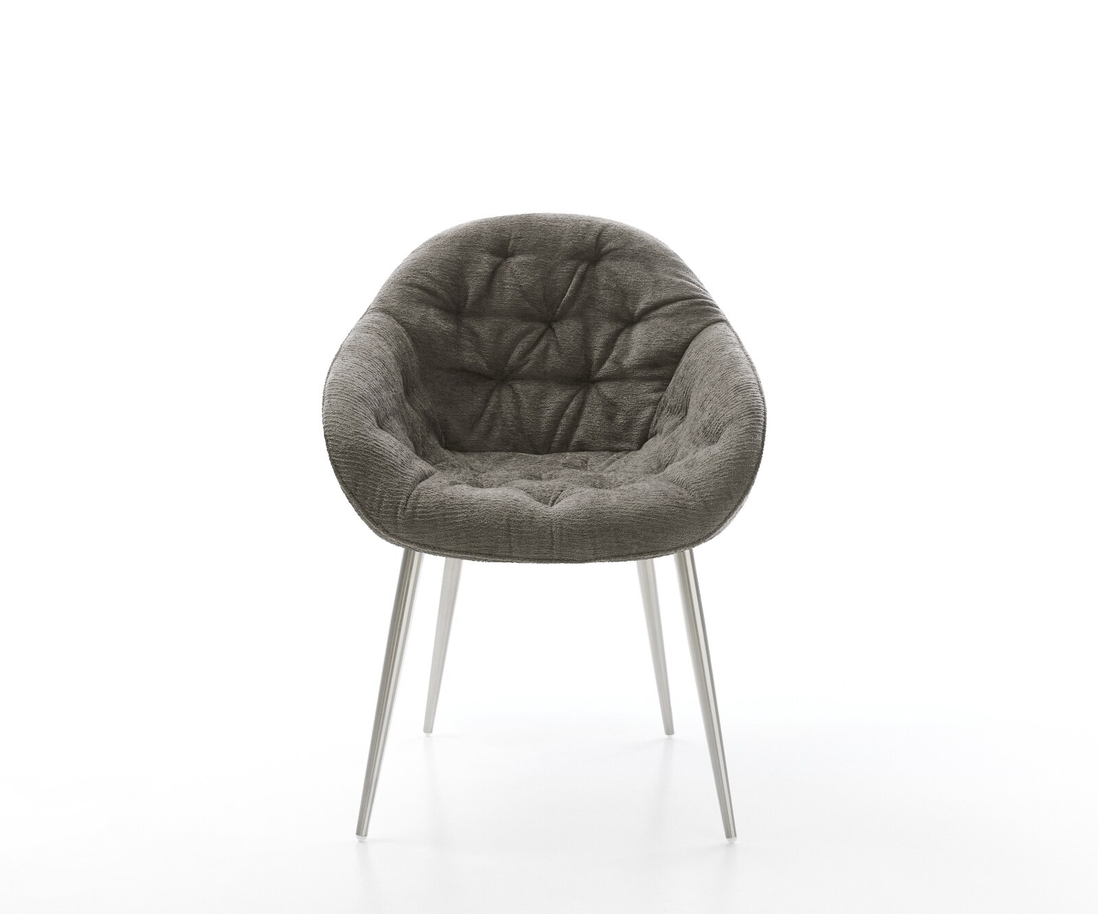 Chaise-de-salle-à-manger Gaio-Flex bouclé doux couleur boue 4 pieds coniques acier inoxydable 1
