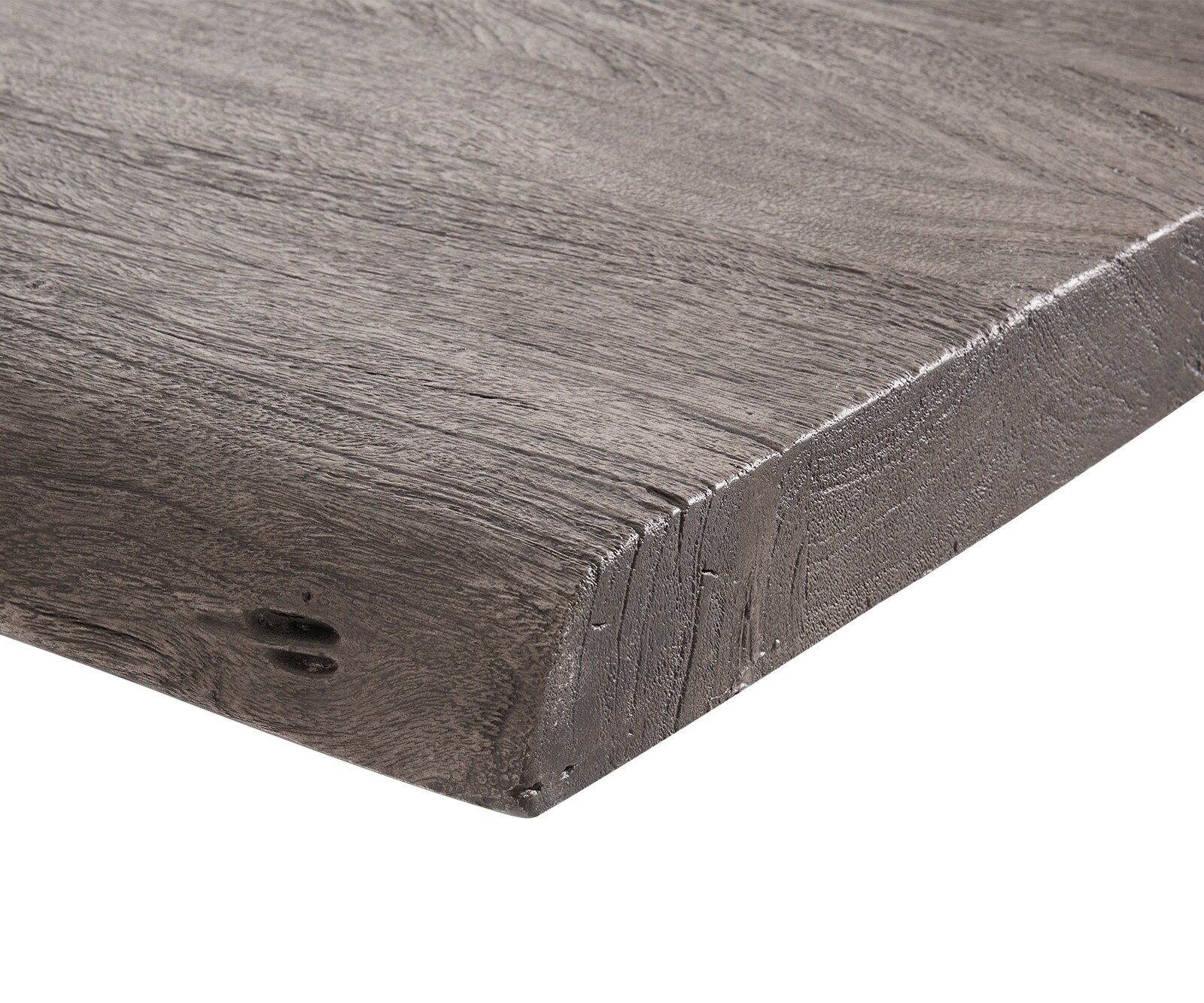 Table à manger Edge 200x100 XL acacia platine Troa acier inoxydable brossé Live-Edge 5