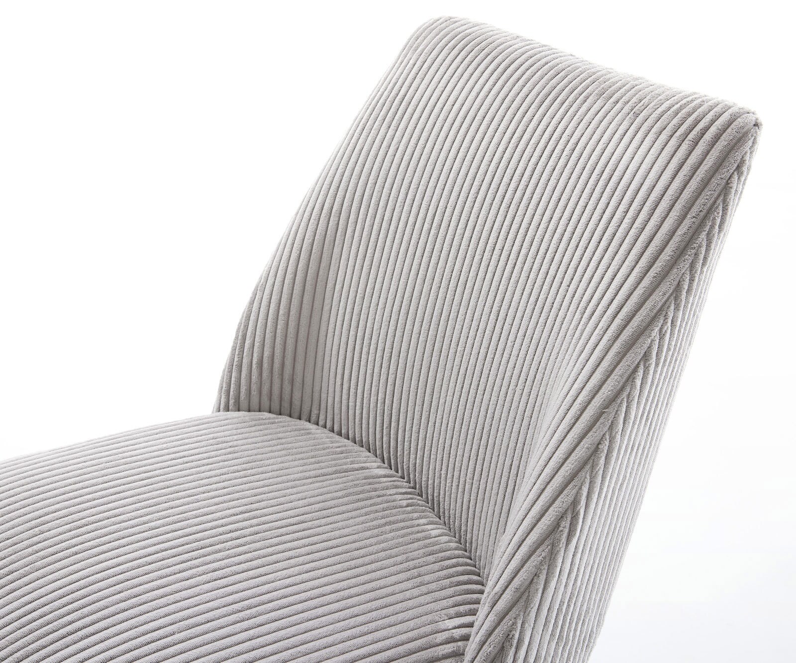 Chaise-de-salle-à-manger Elso-Flex côtelé gris argenté pied trapèze acier inoxydable brossé ressorts ensachés 4