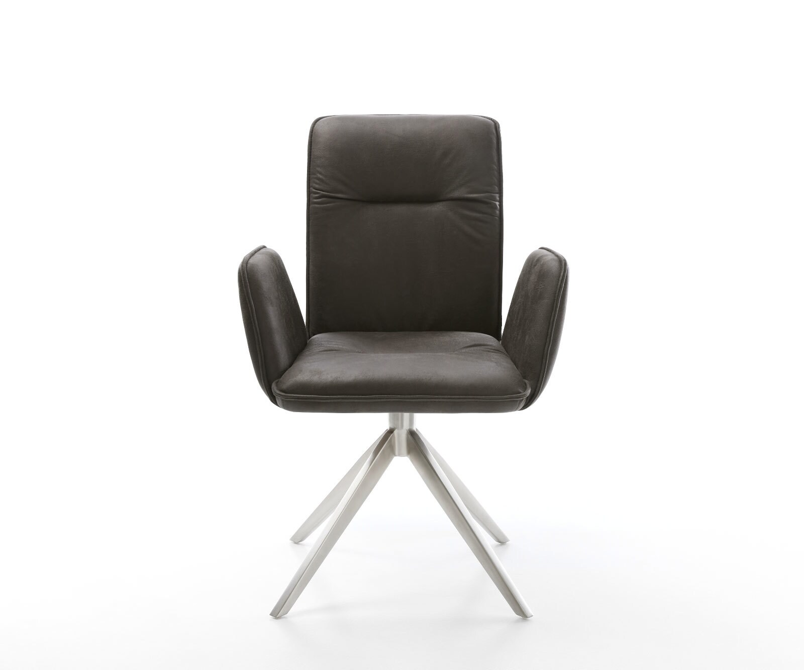 Chaise-pivotante Vinja-Flex microvelours anthracite vintage pied croisé large acier inoxydable brossé pivotement sur 360° fonction bascule 2