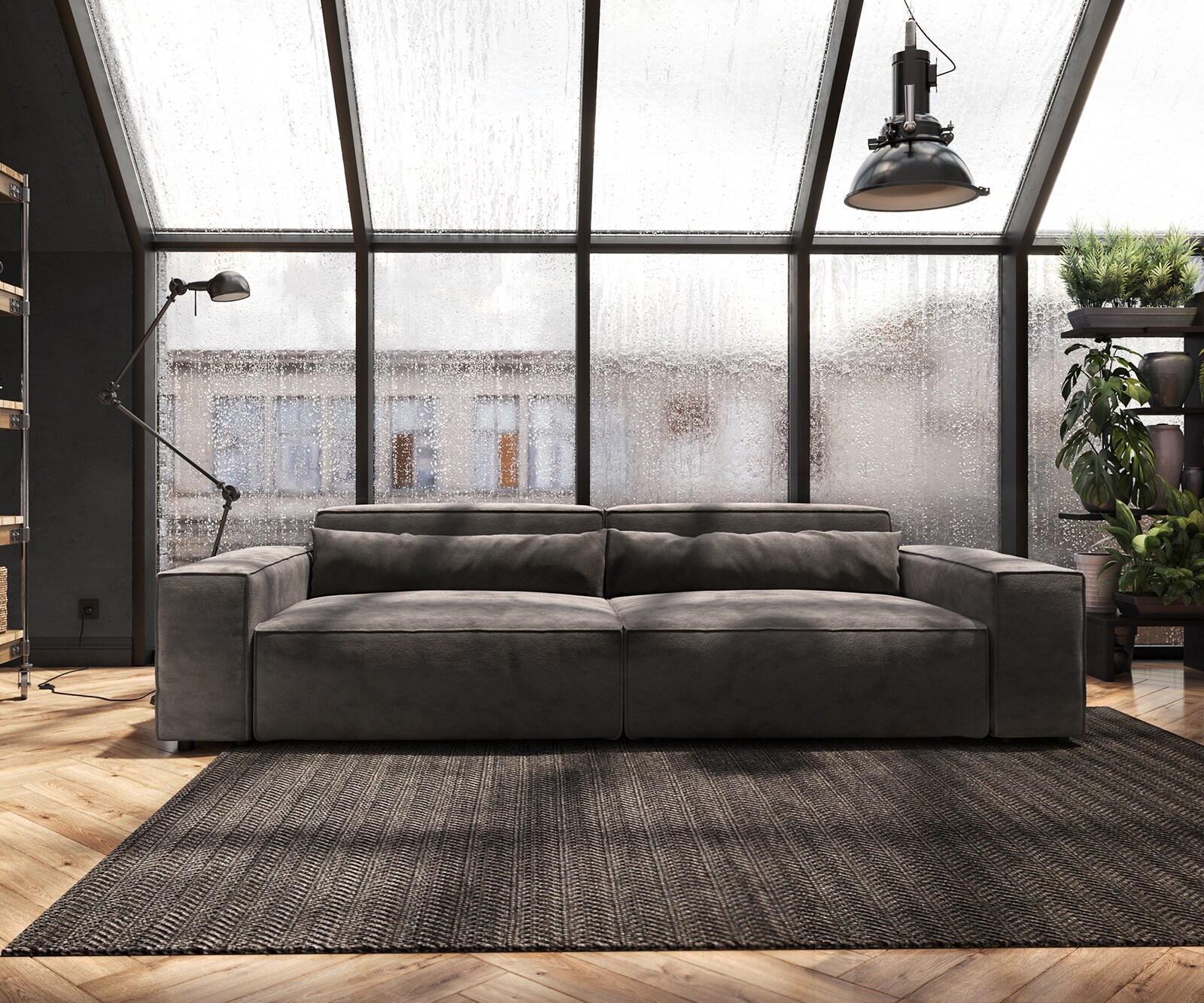 Grand Canapé Sirpio XL 270x130 cm Microfibre Marron Kaki 1