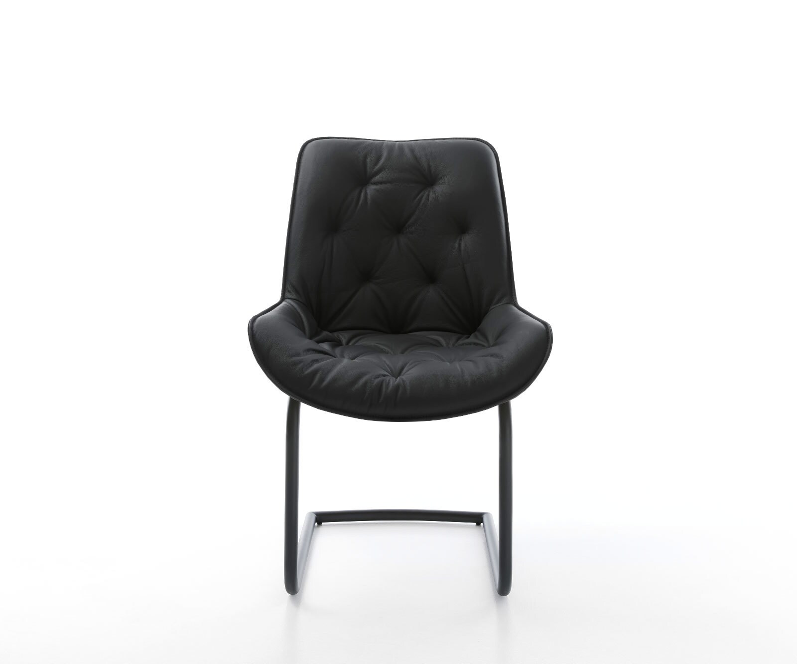 Cantilever Taimi-Flex cuir de vache noir pied cantilever rond noir 2 Cantilever Taimi-Flex cuir de vache noir pied cantilever rond noir 2