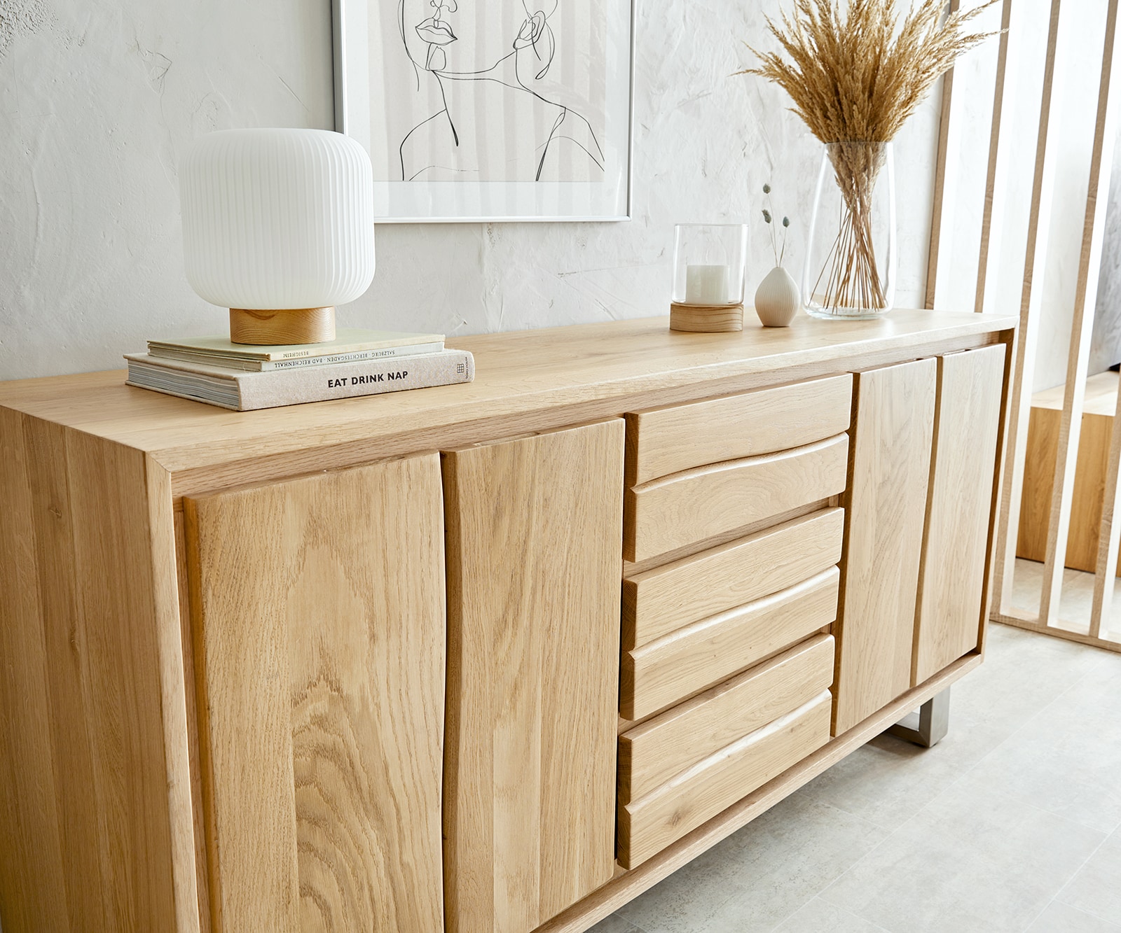 Buffet Live-Edge 170 cm chêne naturel 3 tiroirs 4 portes 1 Buffet Live-Edge 170 cm chêne naturel 3 tiroirs 4 portes 1
