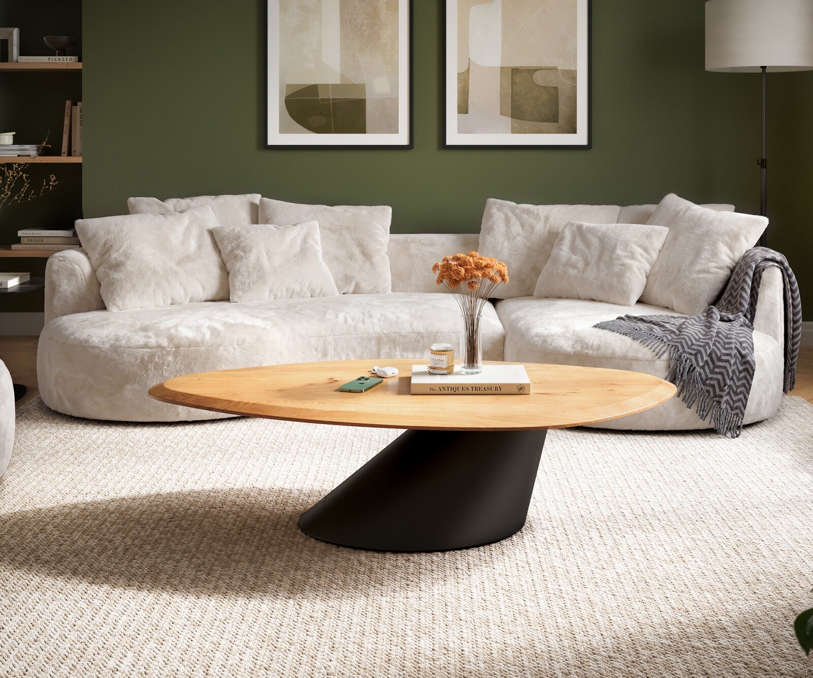 Table basse Edge Organique 140x76 cm Chêne naturel Flow-Edge Conis Métal Noir 2