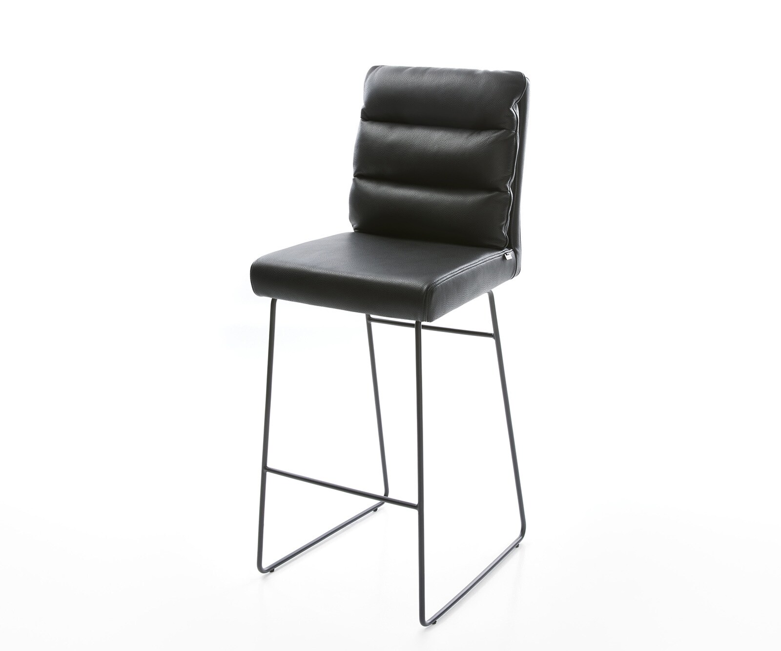 Chaise-de-bar Pela-Flex cuir véritable noir cadre de patins métal