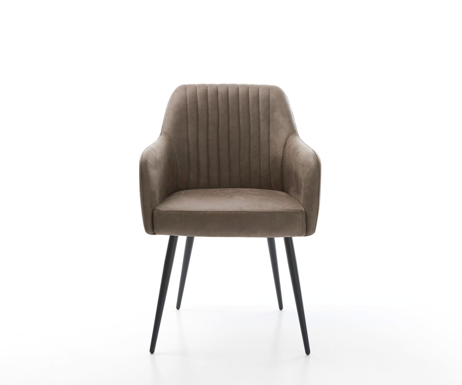 Chaise-de-salle-à-manger Greg-Flex microvelours taupe vintage 4 pieds coniques noir ressorts ensachés 1