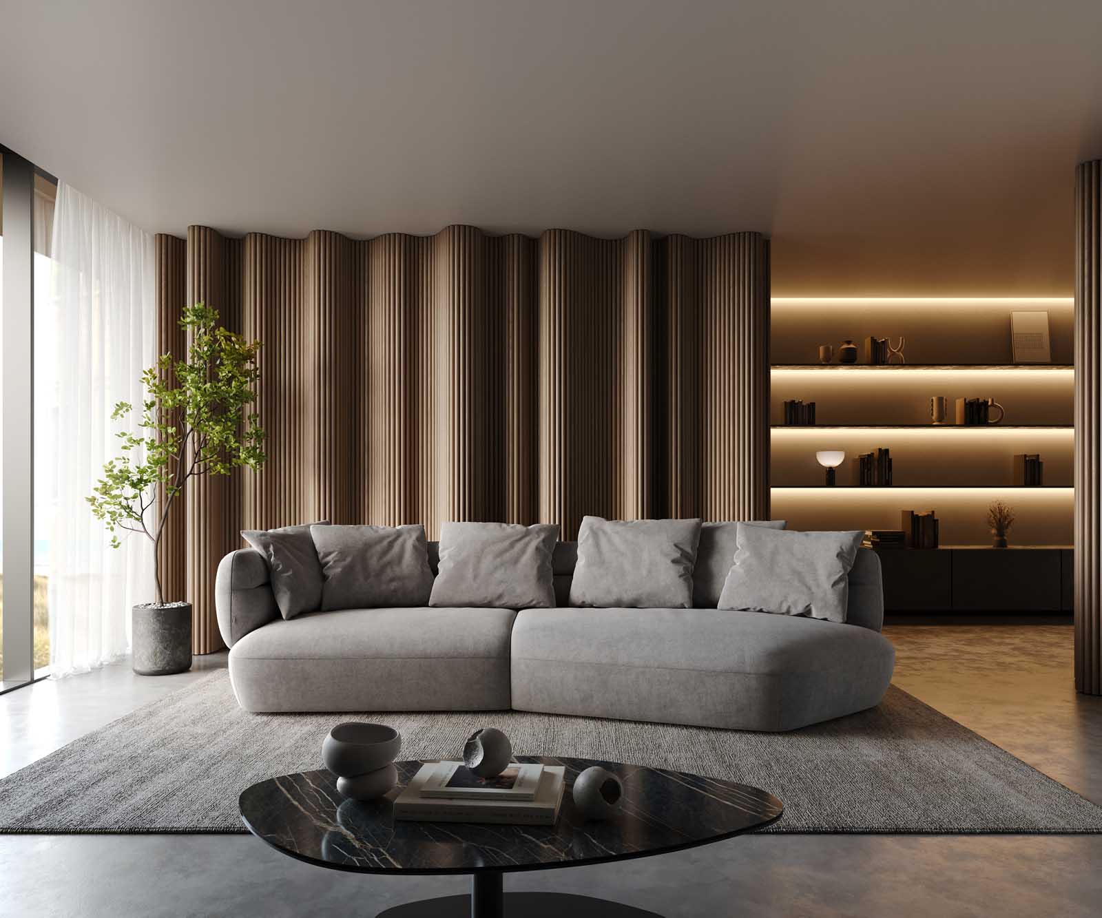 Canapé Roya 320x140 cm microfibre gris 1